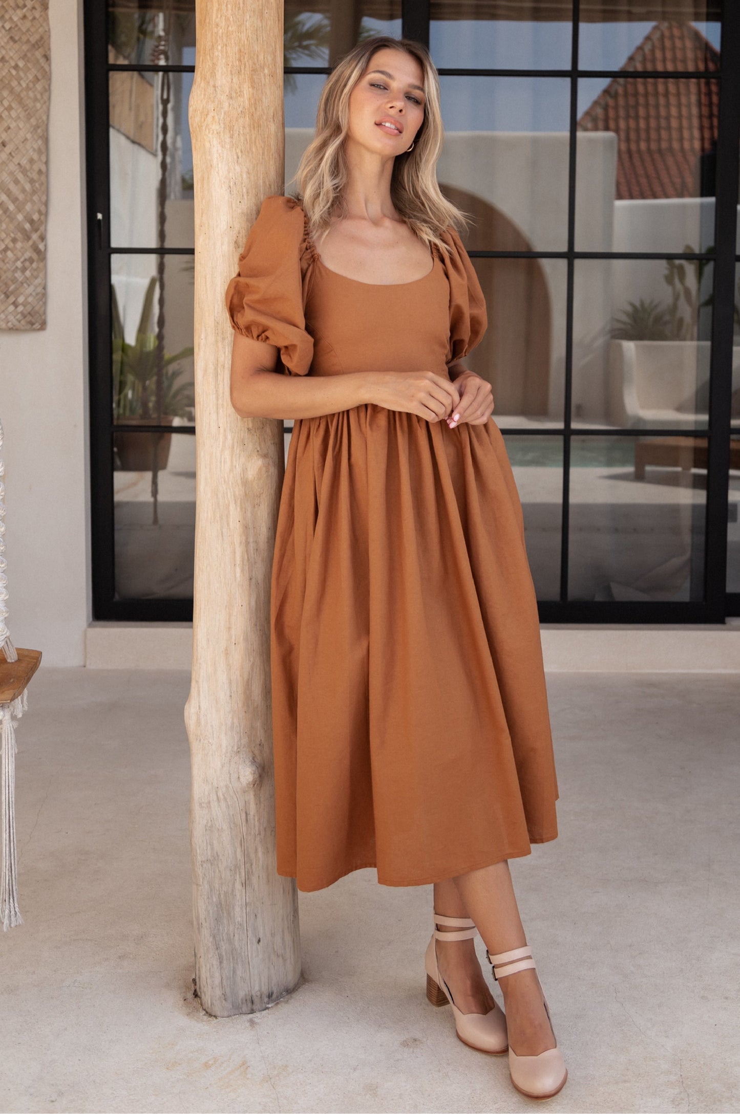 Isabeau Puff Sleeve Midi Dress