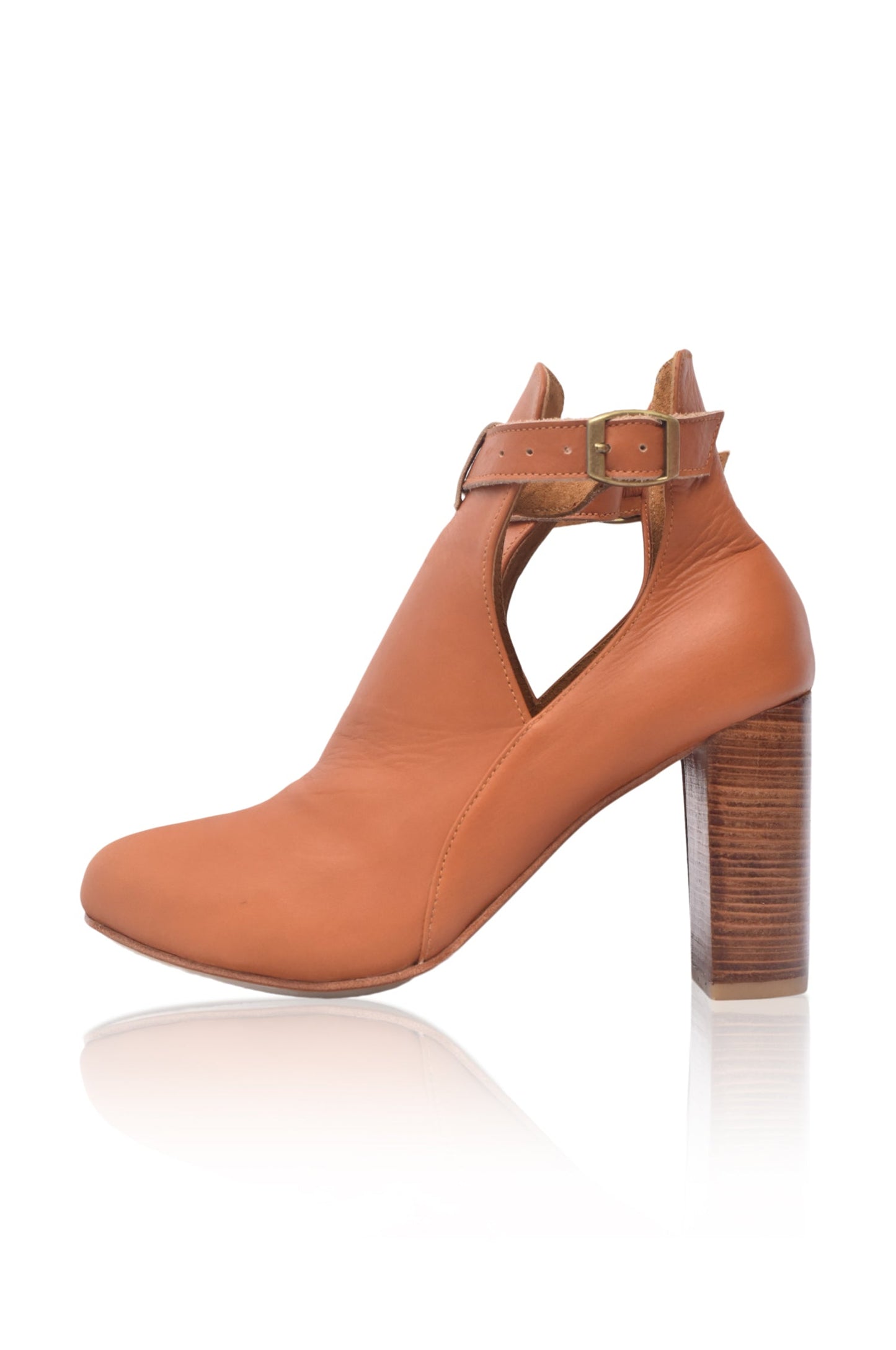 Melisent Wooden Heel Leather Booties
