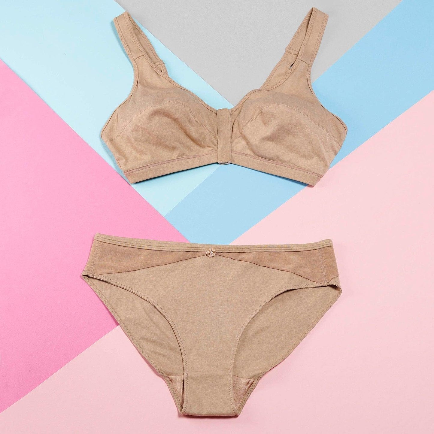 Warm Golden - Full Cup Front Closure Silk & Organic Cotton Wireless Bra