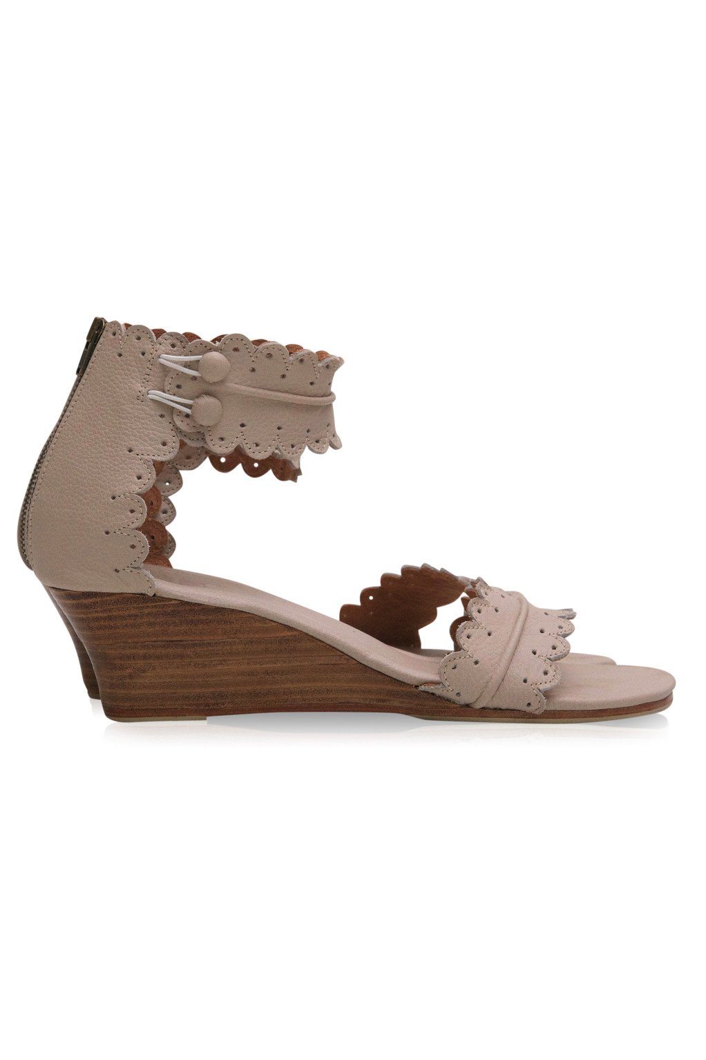 Fabienne Wooden Wedge Leather Sandals