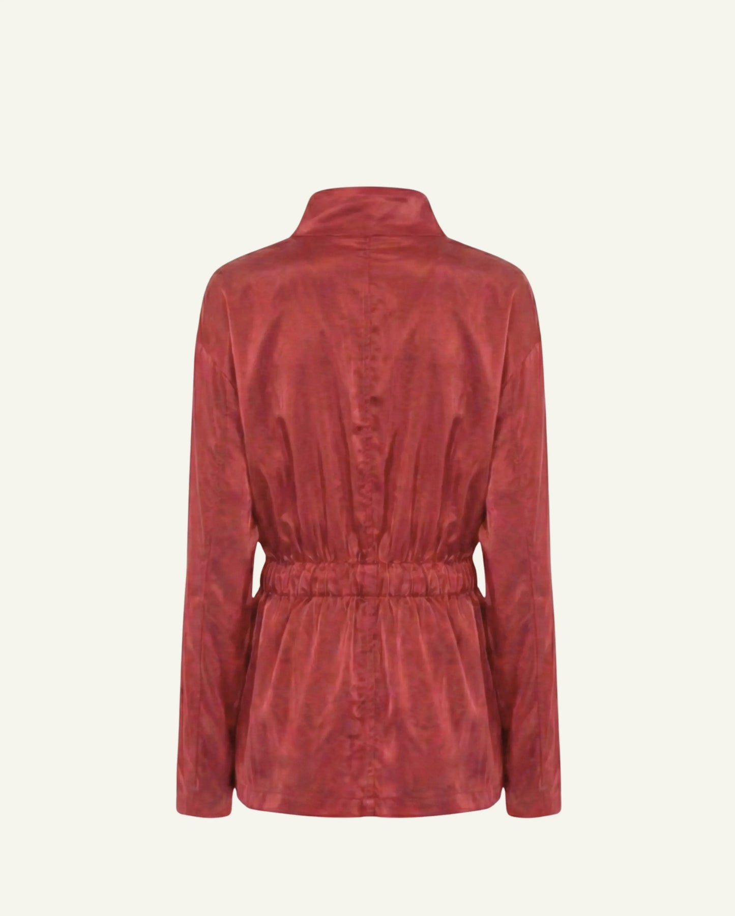 Single-Panel Cotton Windbreaker with Lyocell/Wool Lining - Cherry Red