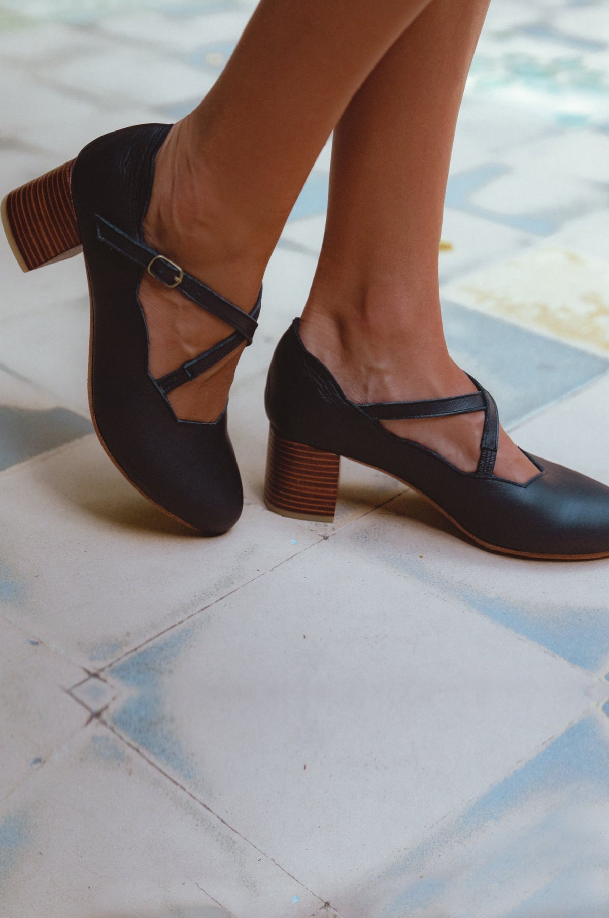 Ludivine Criss-Cross Leather Heels