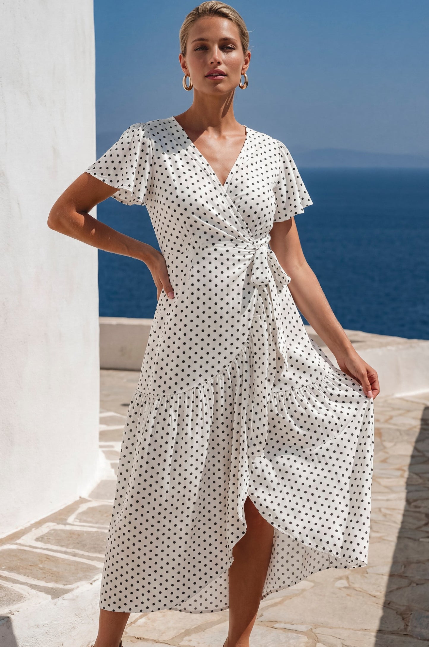 Fabrizia Cotton Wrap Midi Dress