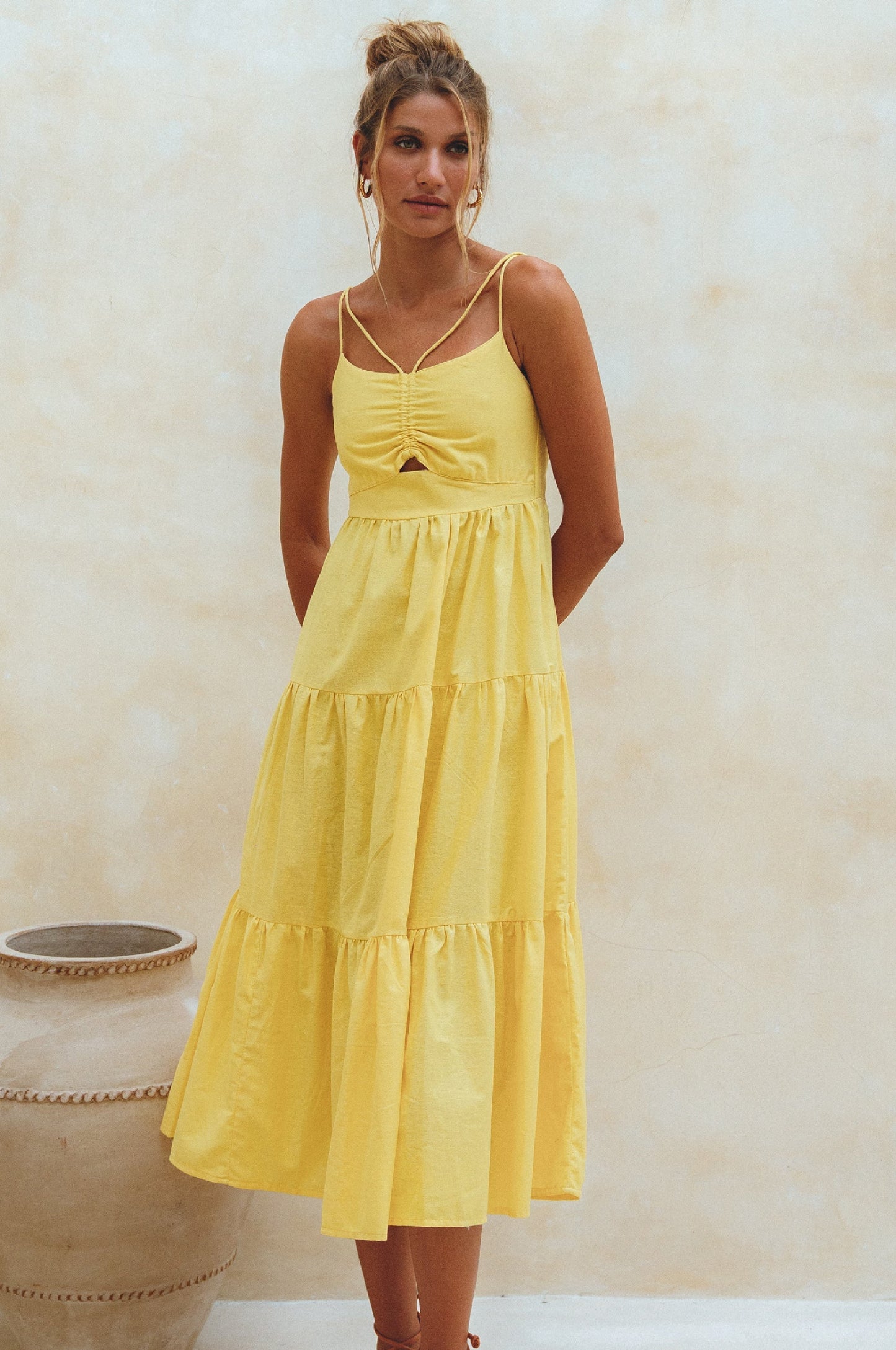 Fabiola Organic Linen Midi Dress