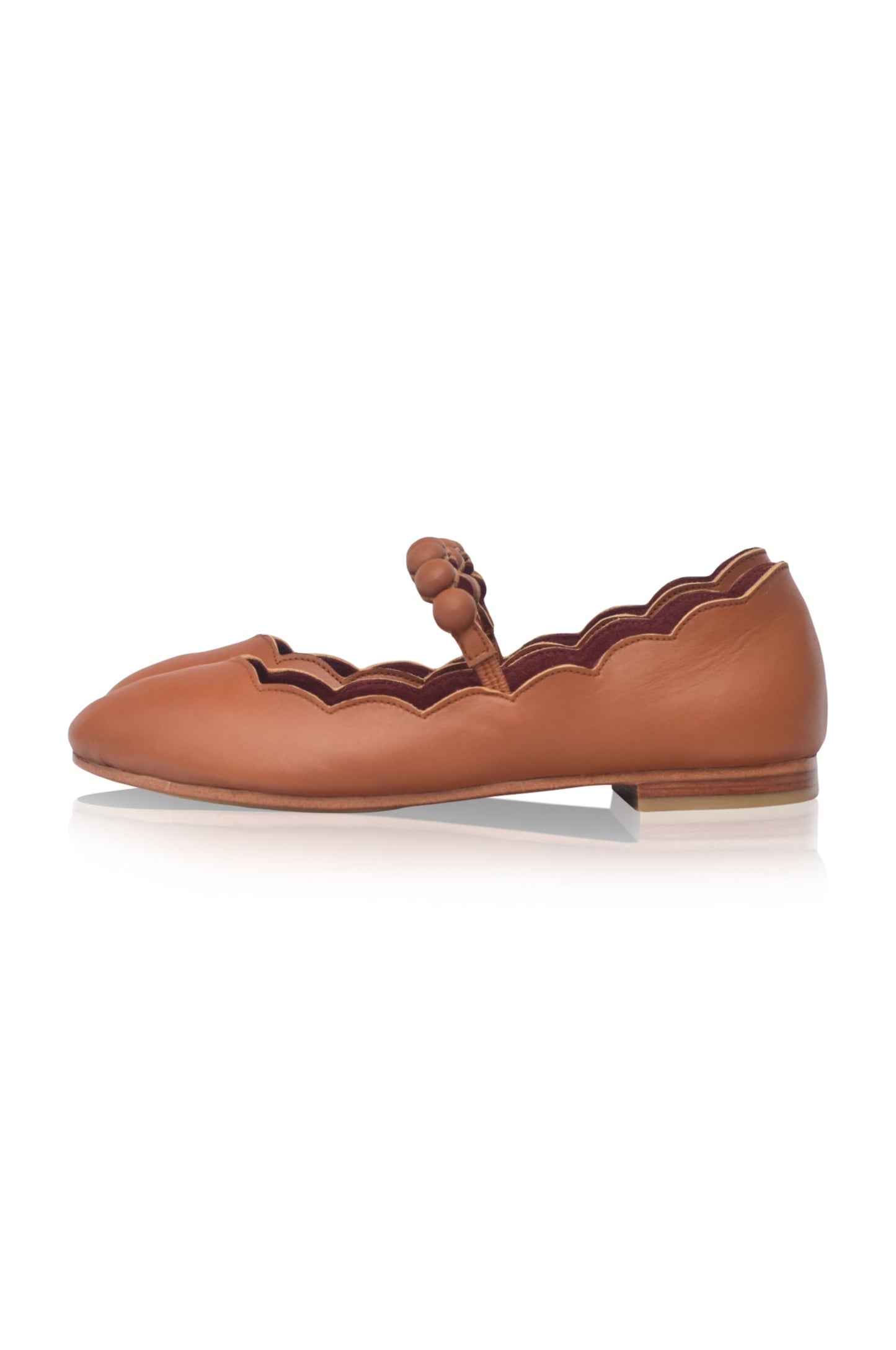 Annelore Scalloped Mary Jane Leather Flats