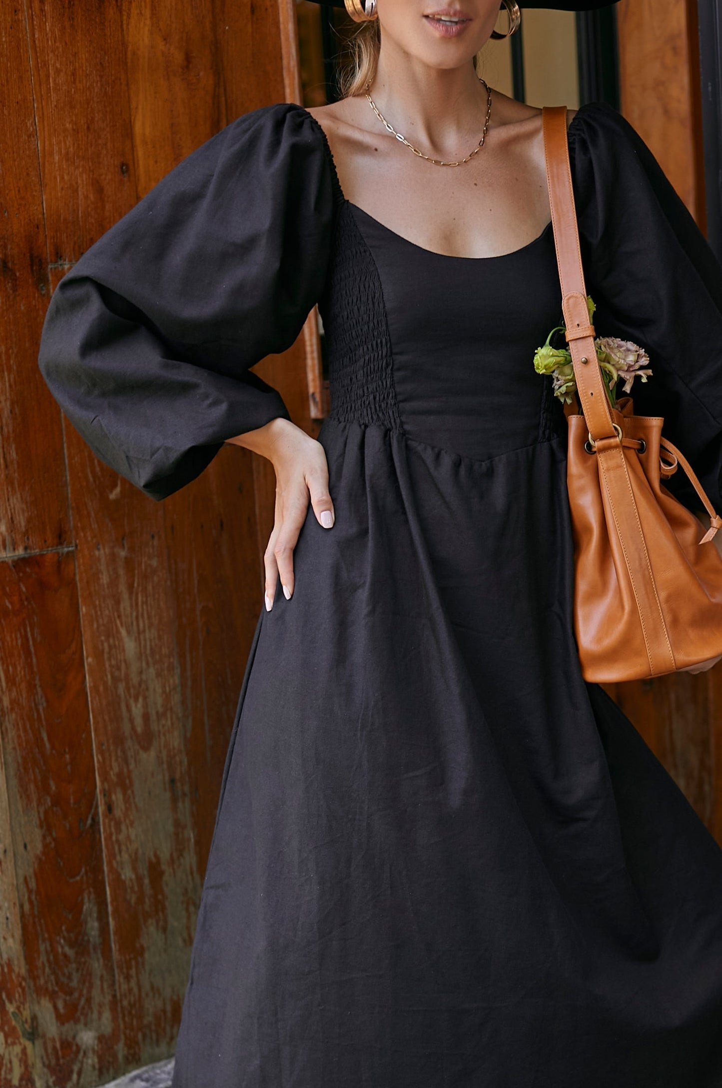 Giselda Smocked Linen Midi Dress