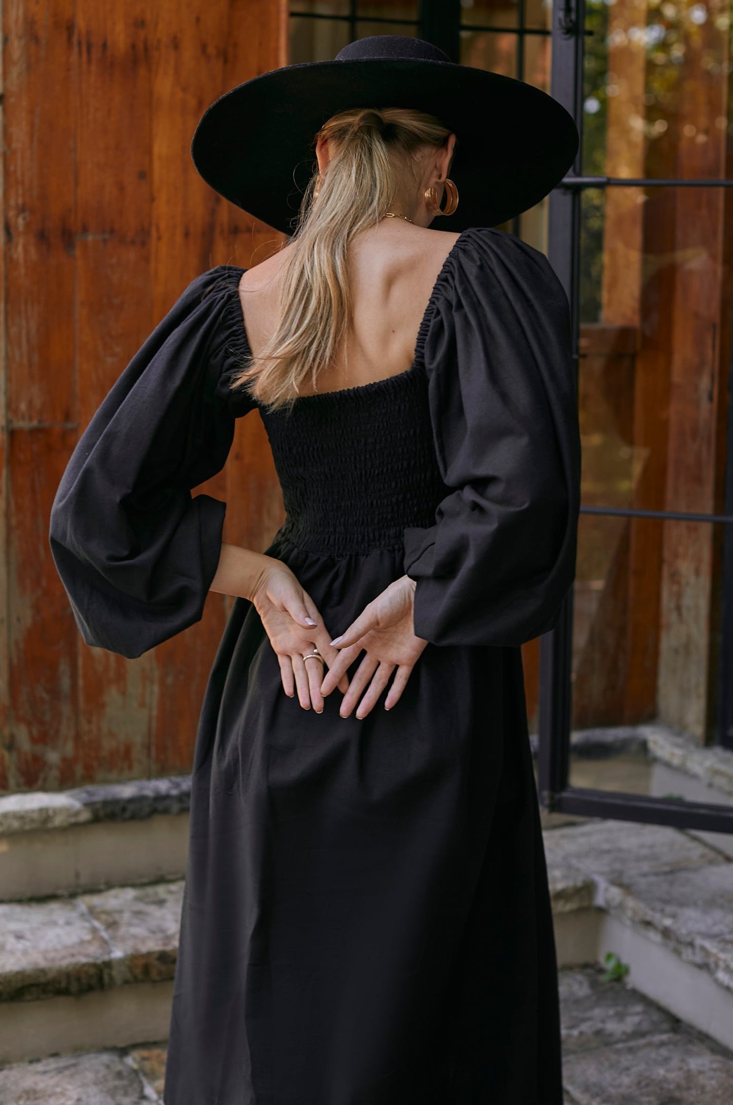 Giselda Smocked Linen Midi Dress