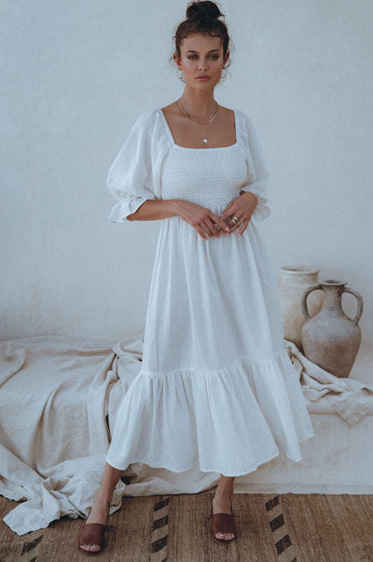 Zinnia Linen Midi Dress