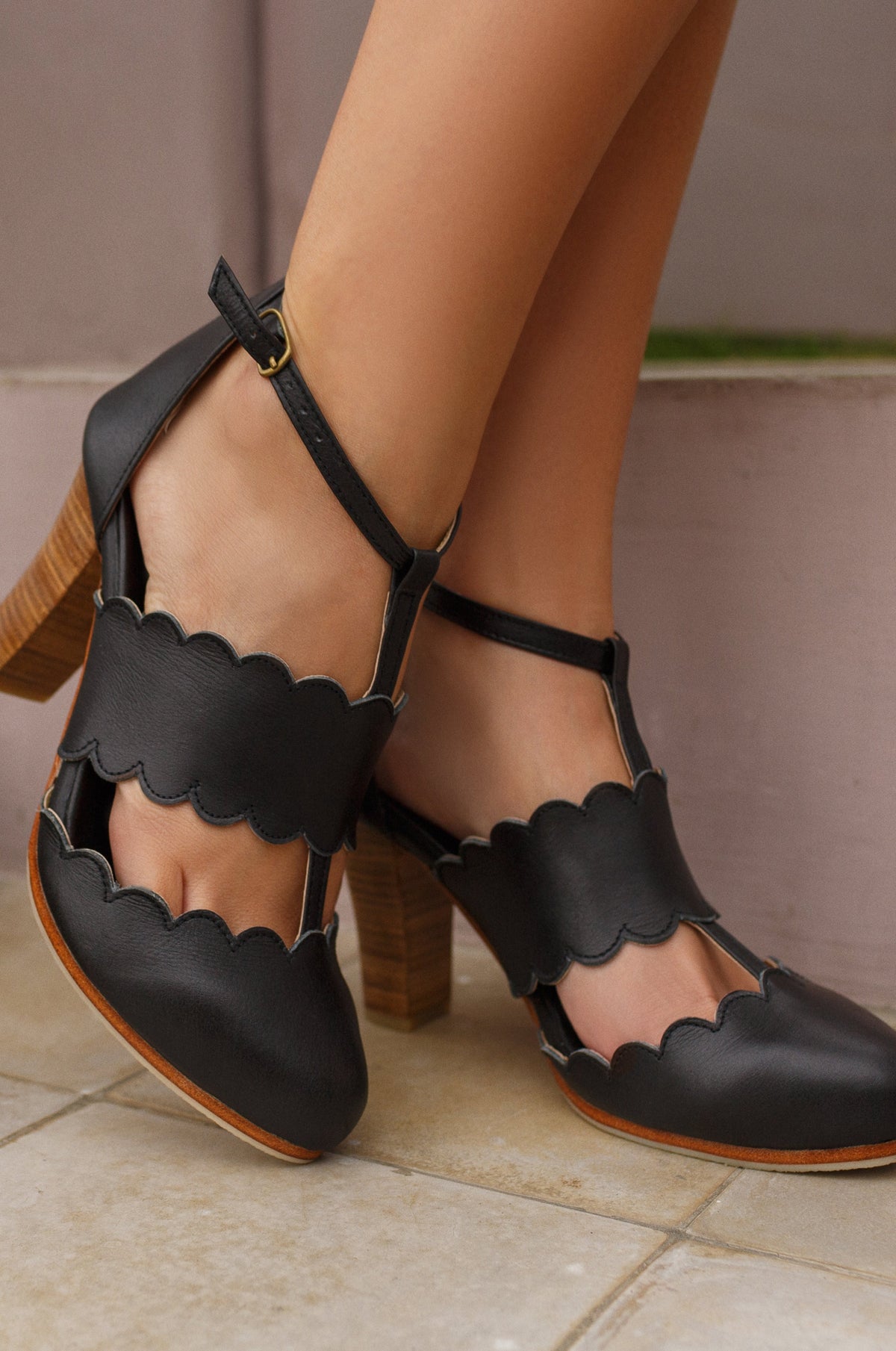 Lieselot T-Strap Leather Heels