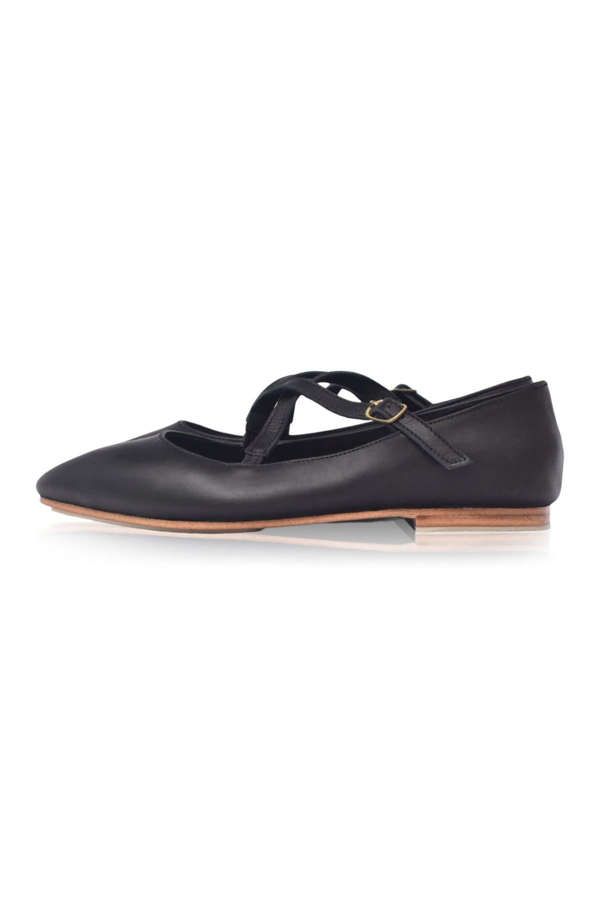 Fransien Criss-Cross Pointed Leather Flats