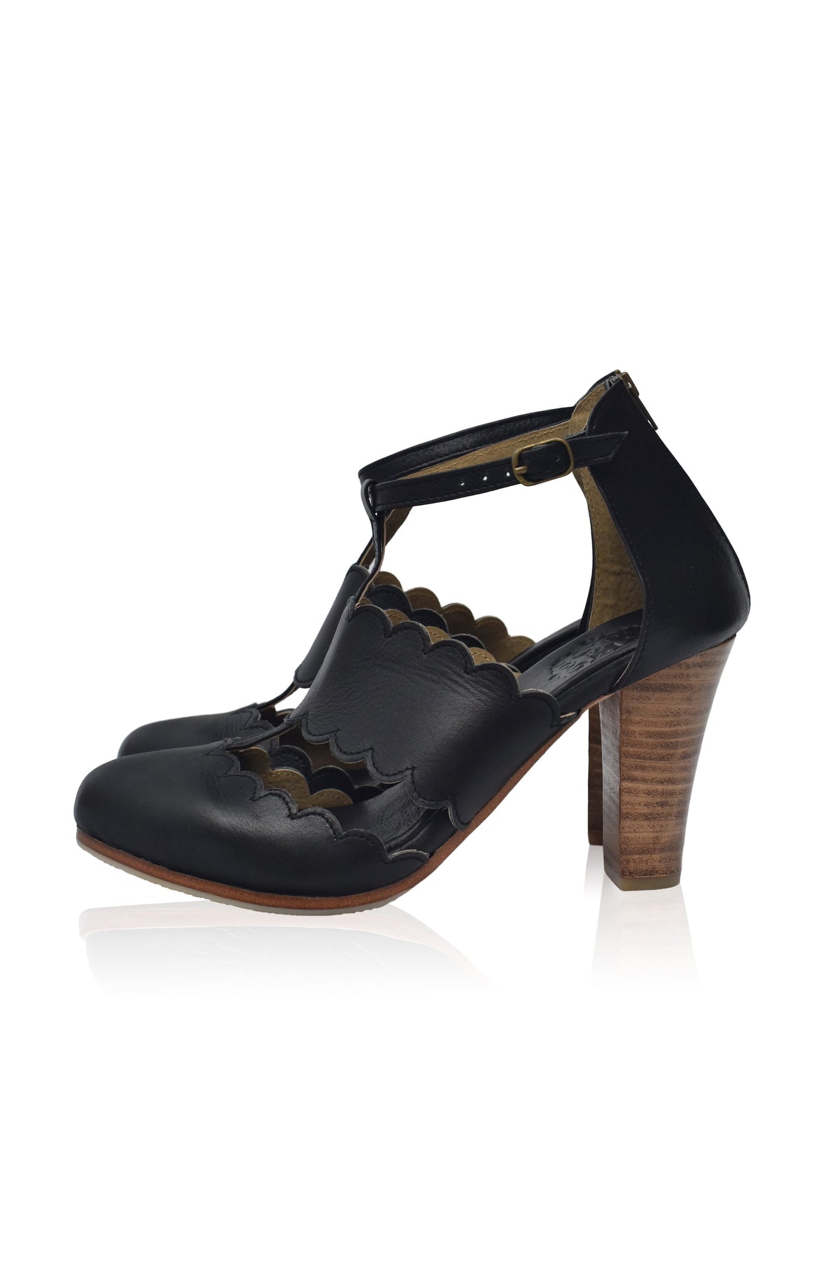 Lieselot T-Strap Leather Heels