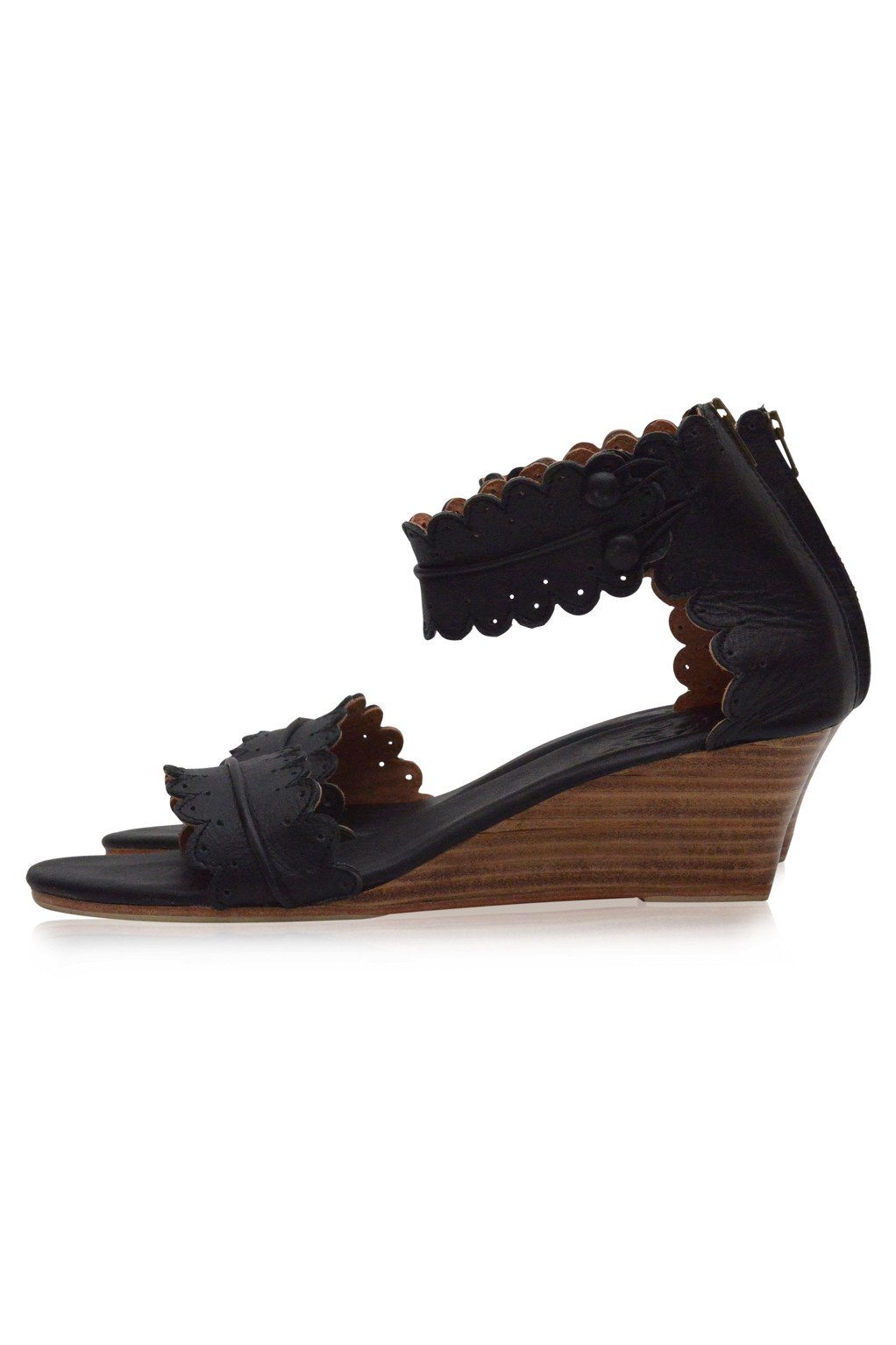 Fabienne Wooden Wedge Leather Sandals