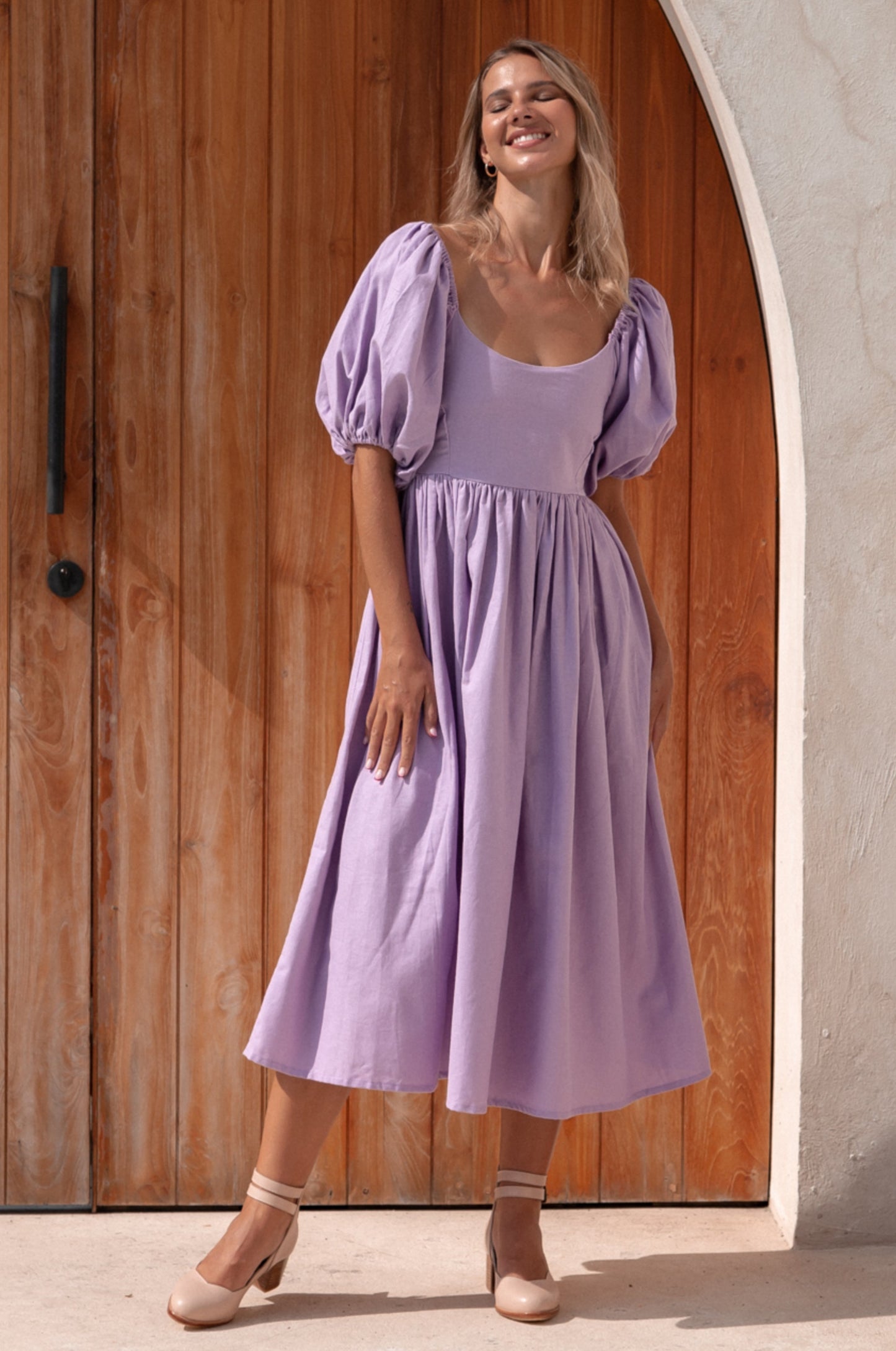 Isabeau Puff Sleeve Midi Dress