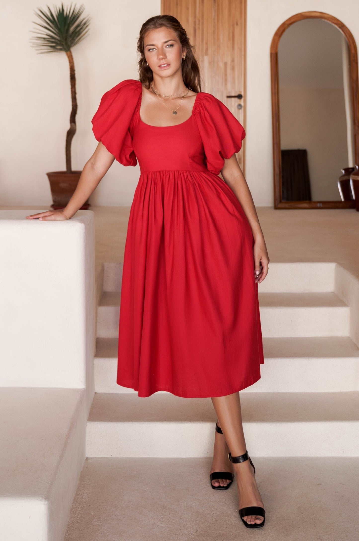 Isabeau Puff Sleeve Midi Dress