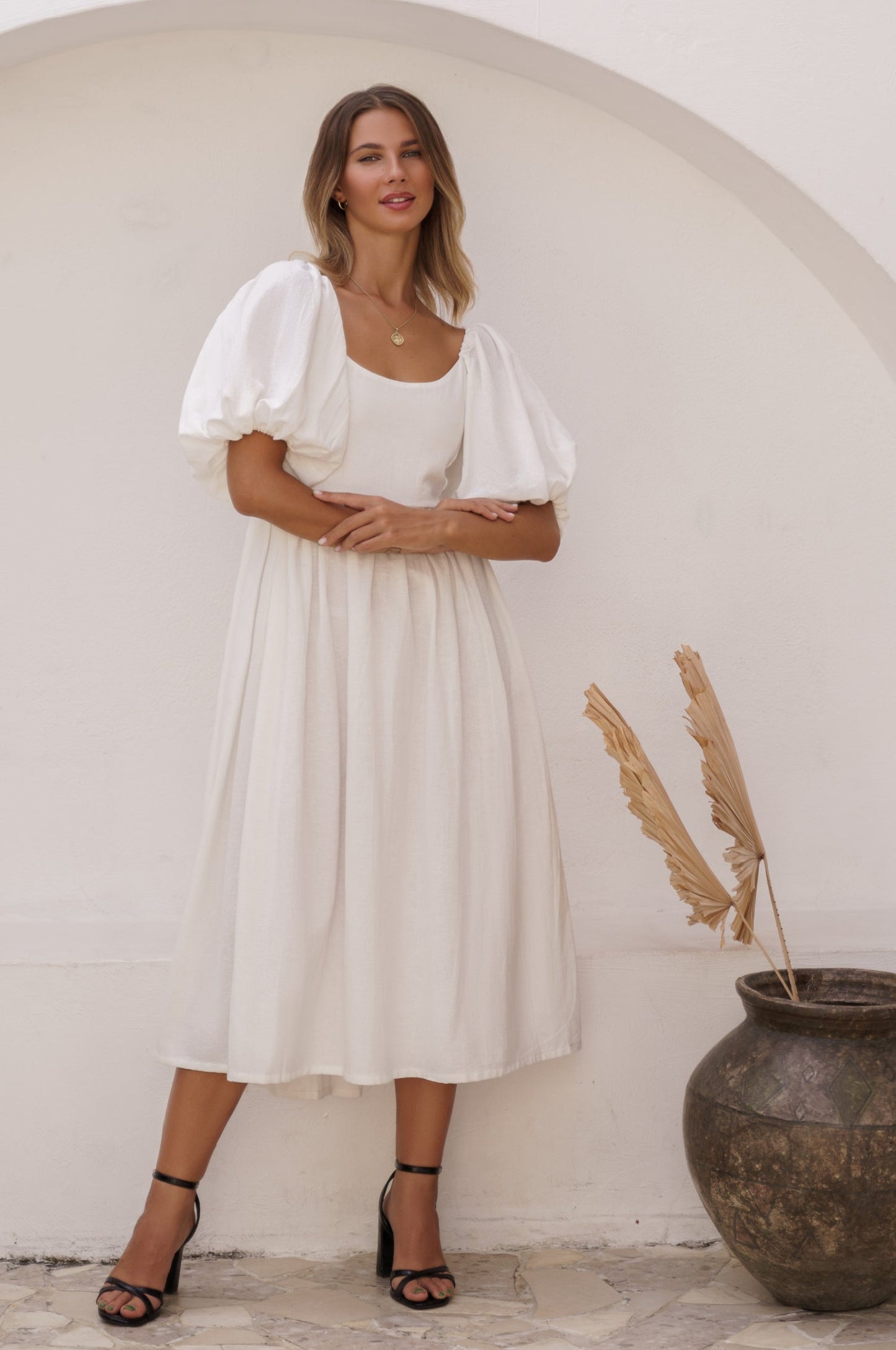 Isabeau Puff Sleeve Midi Dress
