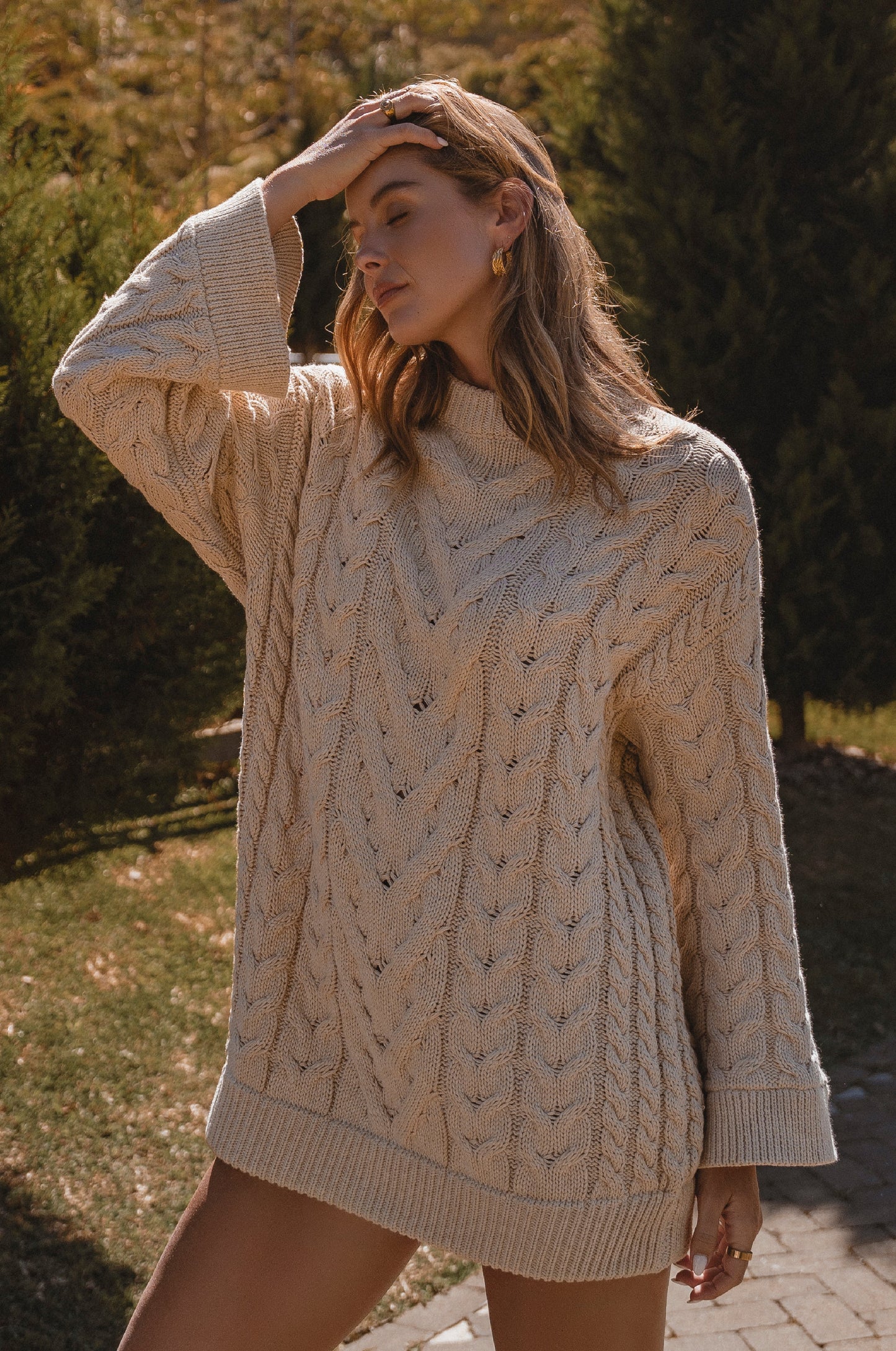 Amandine Cable-Knit Sweater Dress