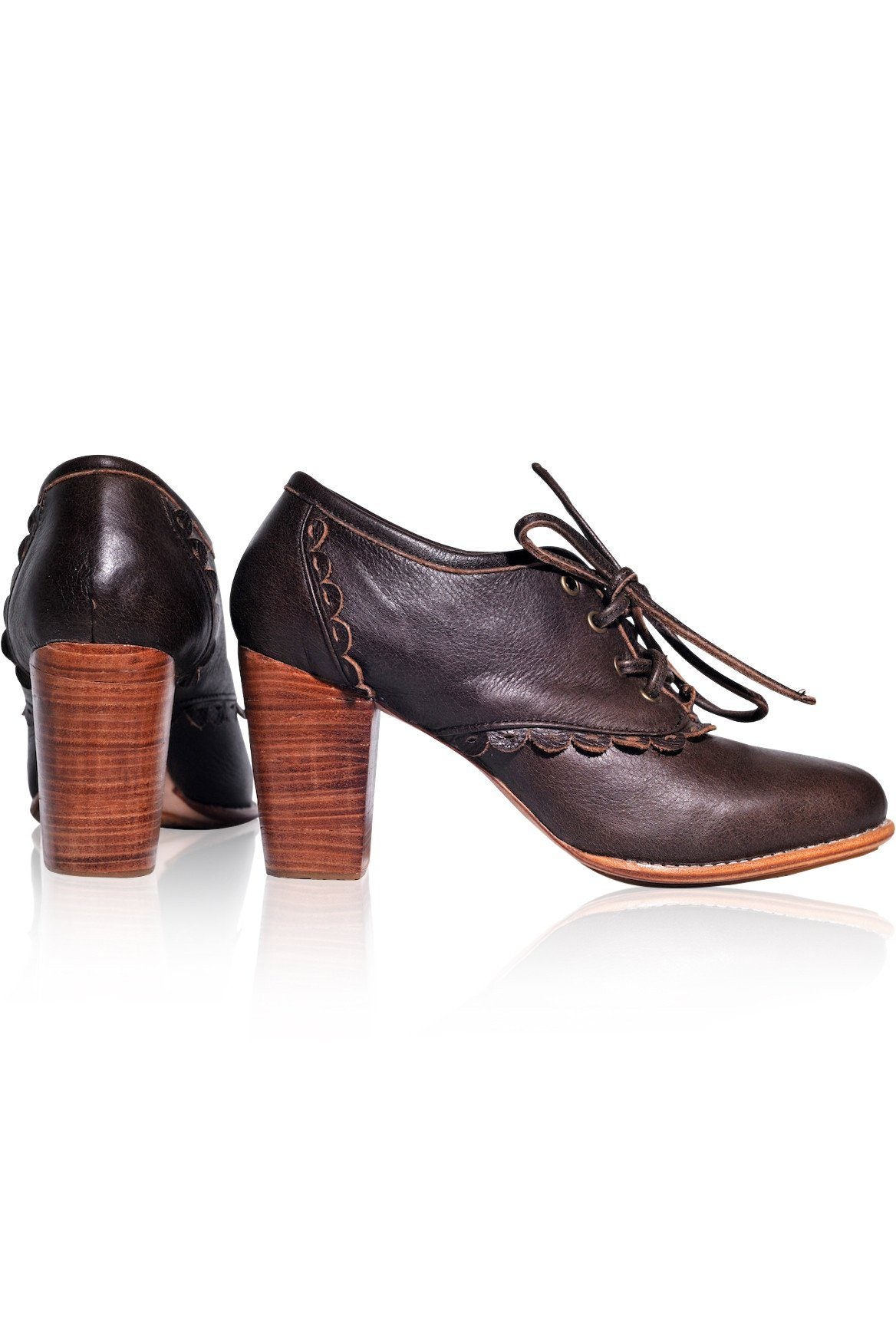 Griselda Lace Oxford Leather Heels