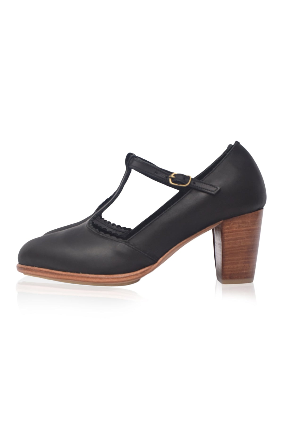 Leontine T-Strap Leather Heels