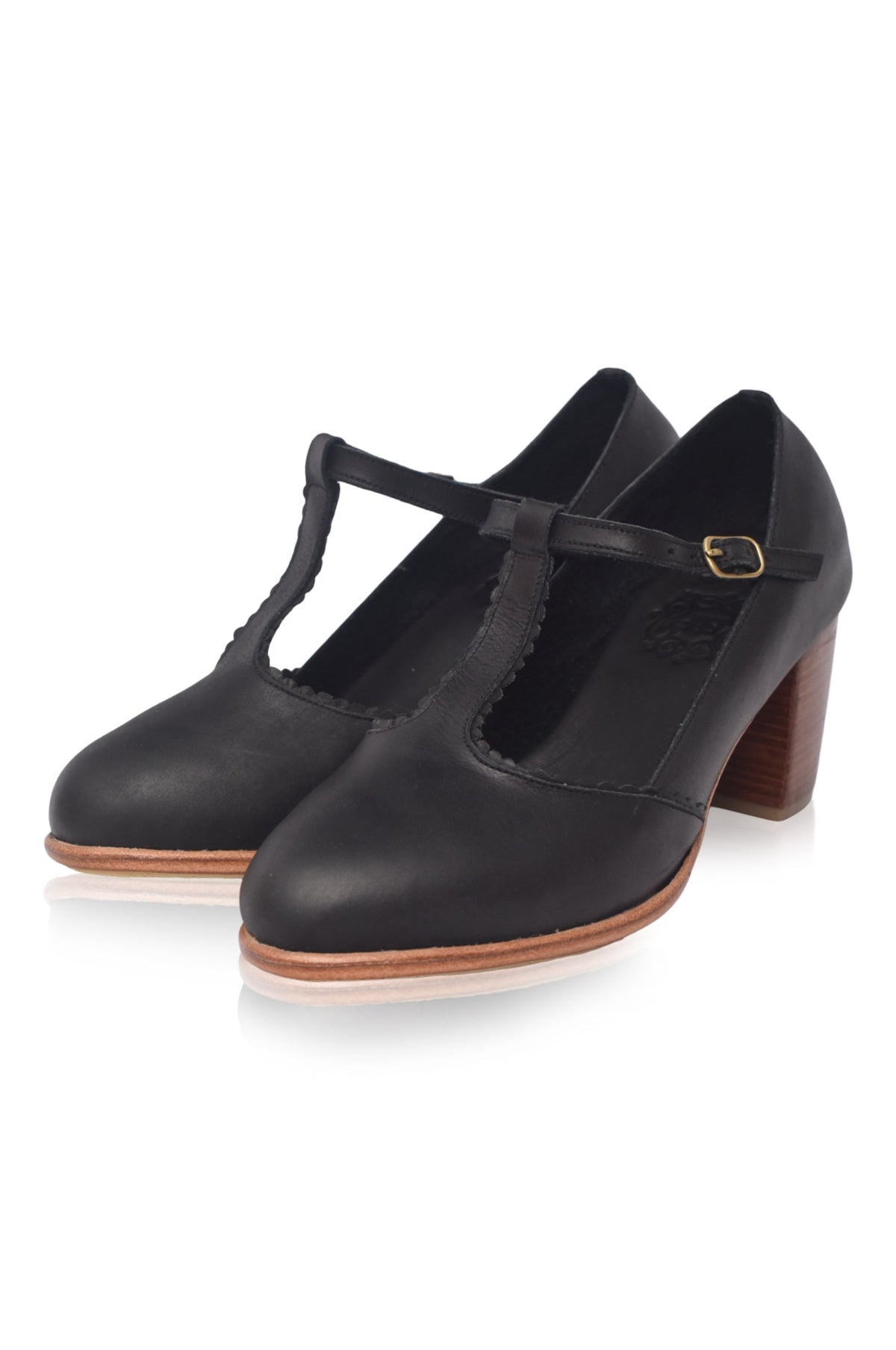 Leontine T-Strap Leather Heels