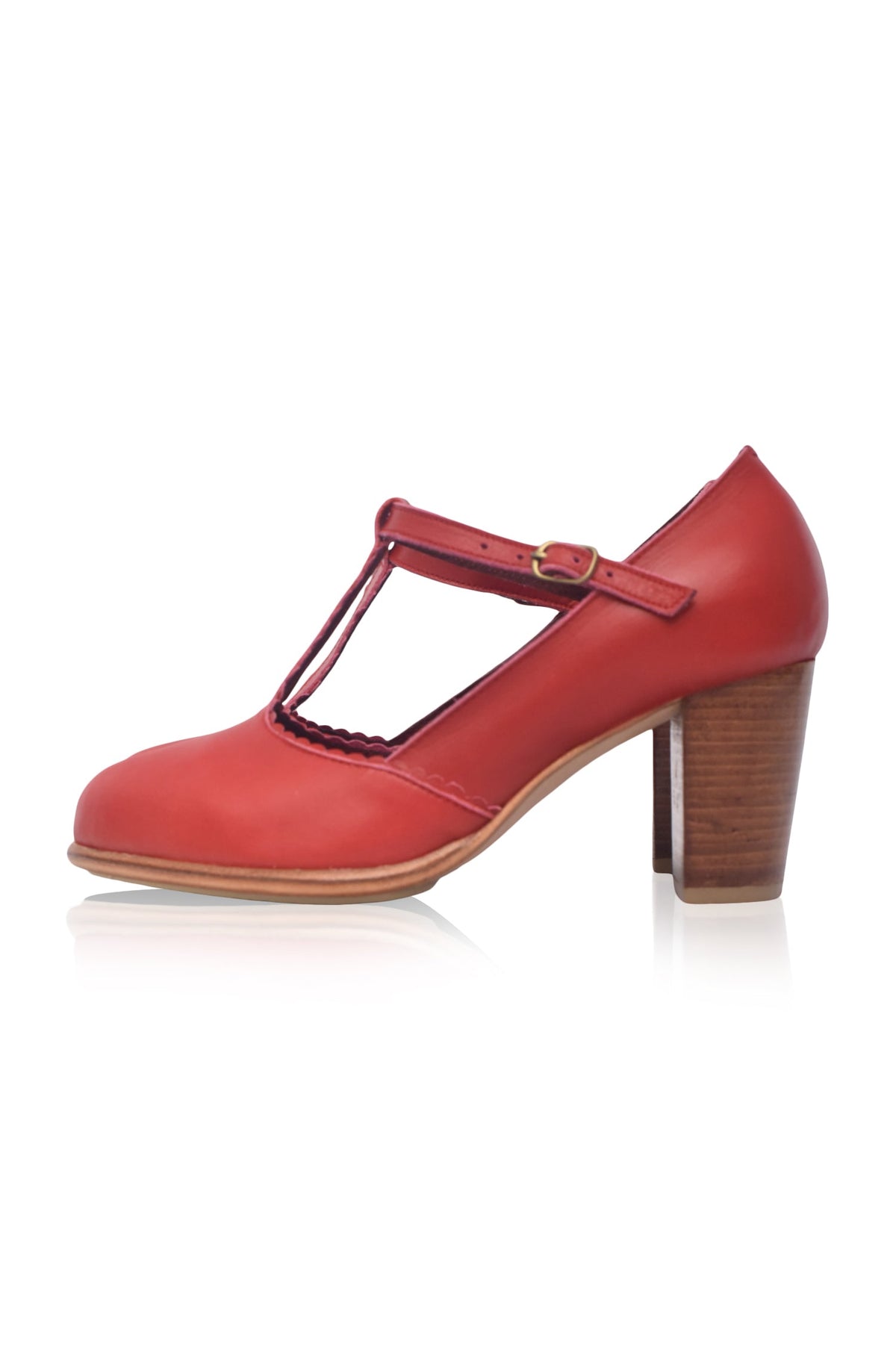 Leontine T-Strap Leather Heels