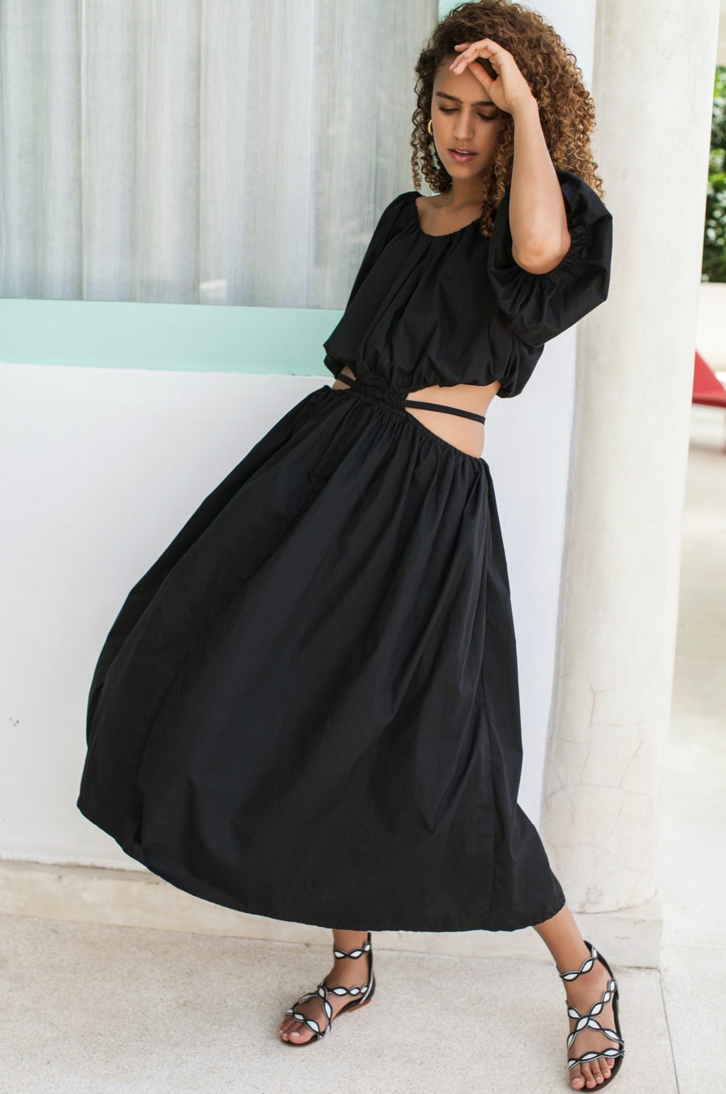 Neeltje Poplin Cotton Cutout Midi Dress
