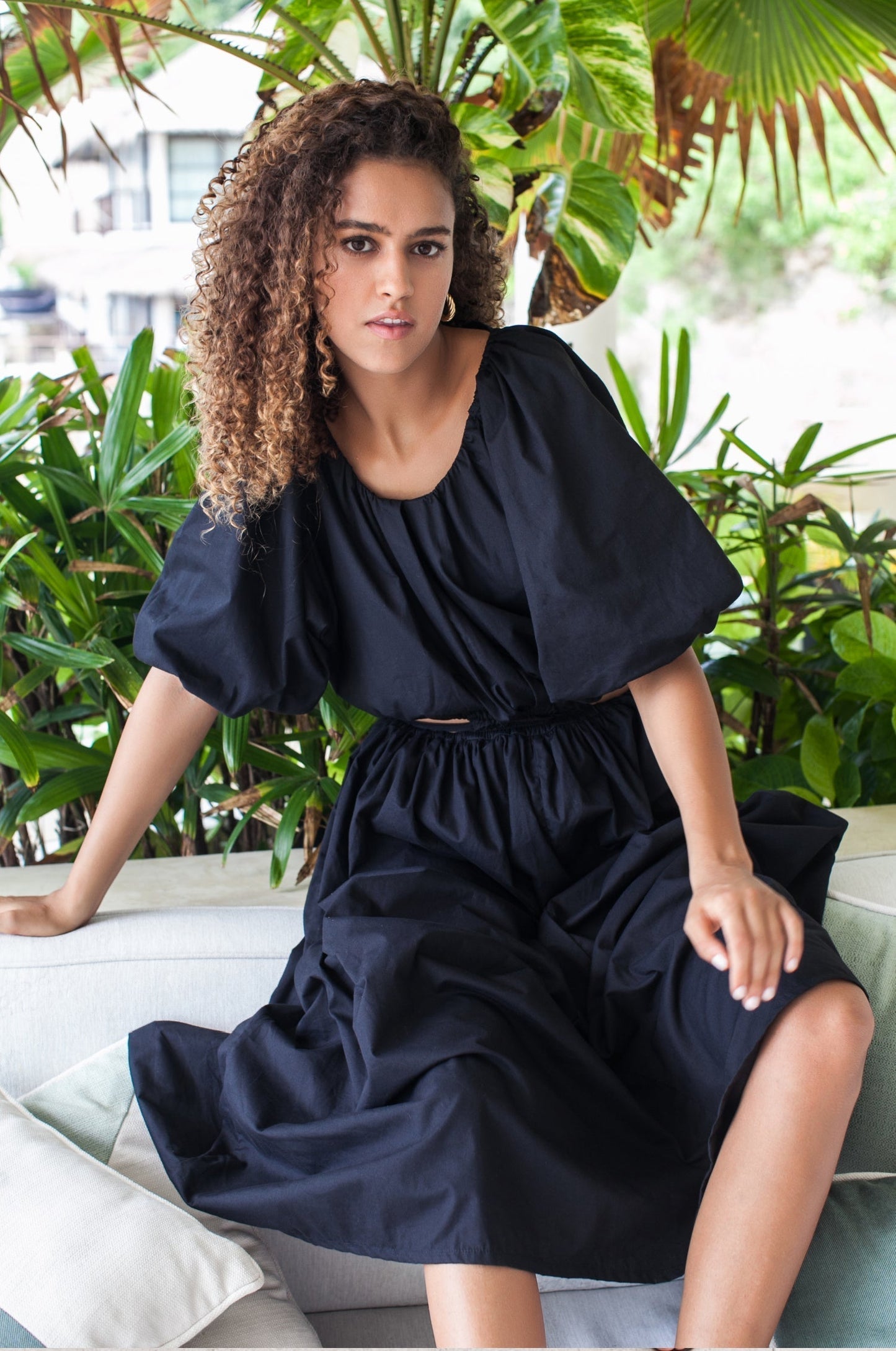 Neeltje Poplin Cotton Cutout Midi Dress