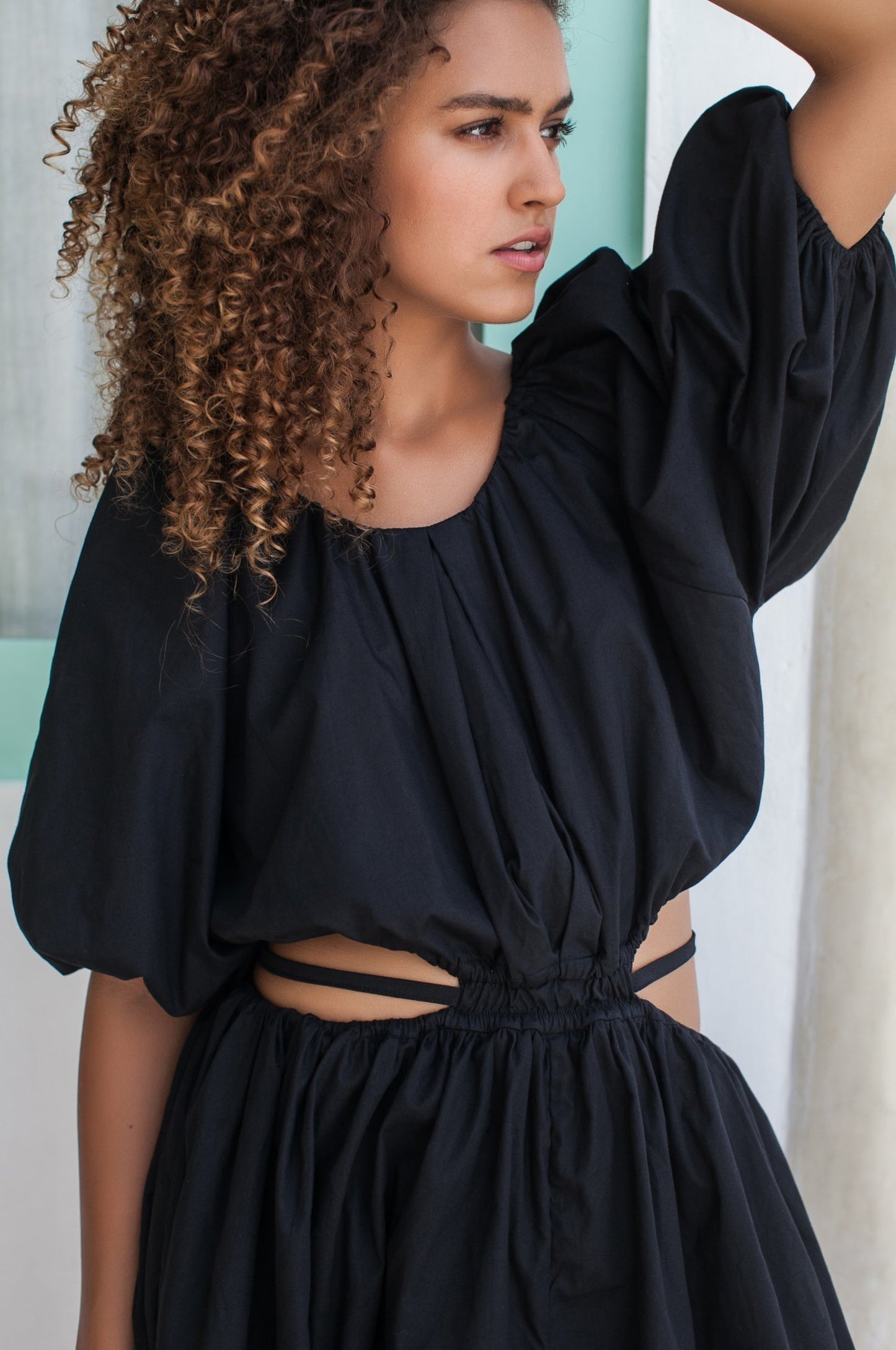 Neeltje Poplin Cotton Cutout Midi Dress