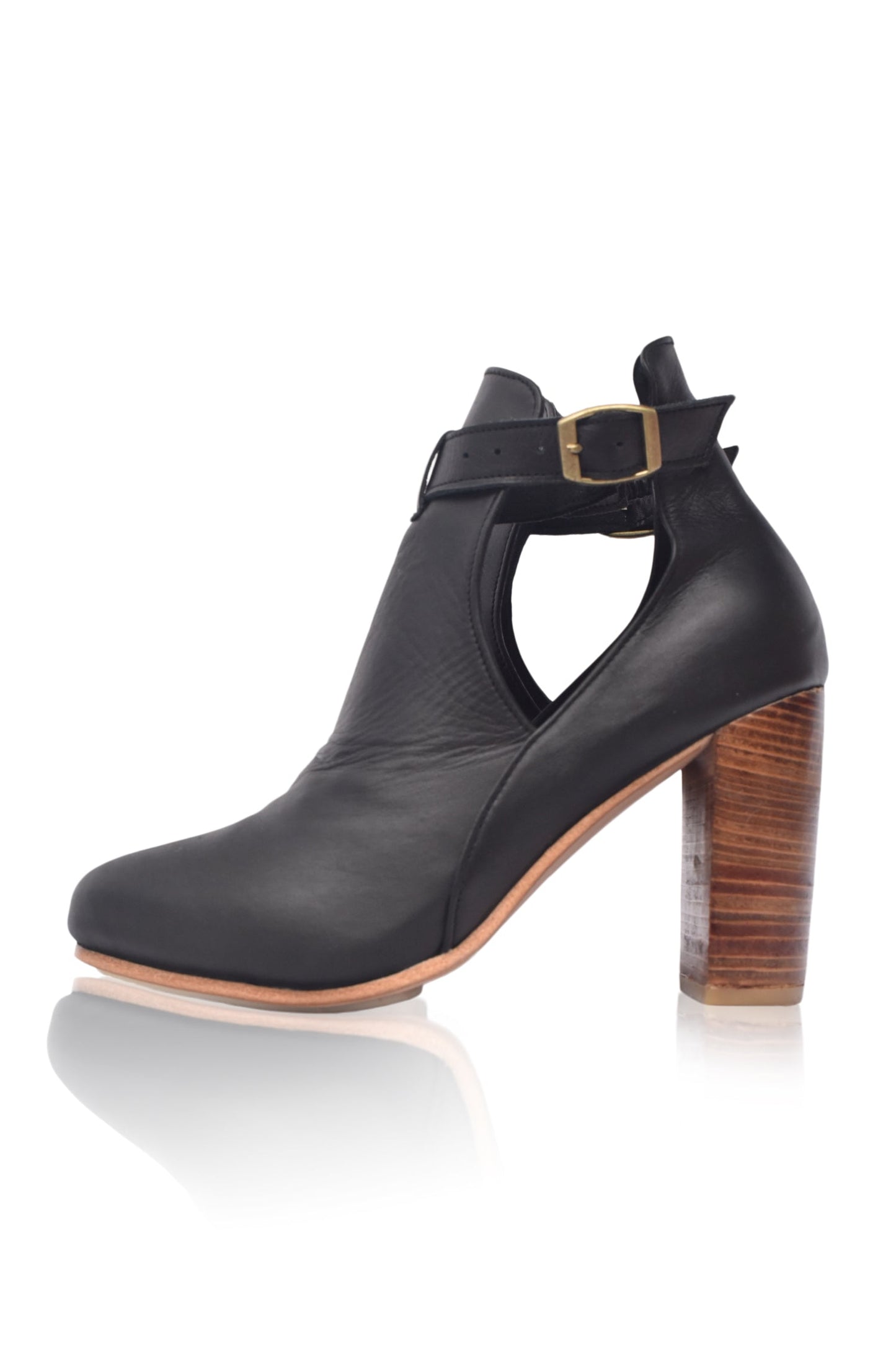 Melisent Wooden Heel Leather Booties