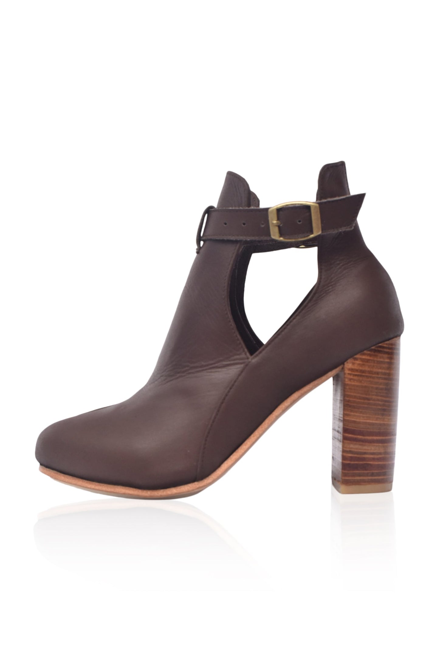Melisent Wooden Heel Leather Booties