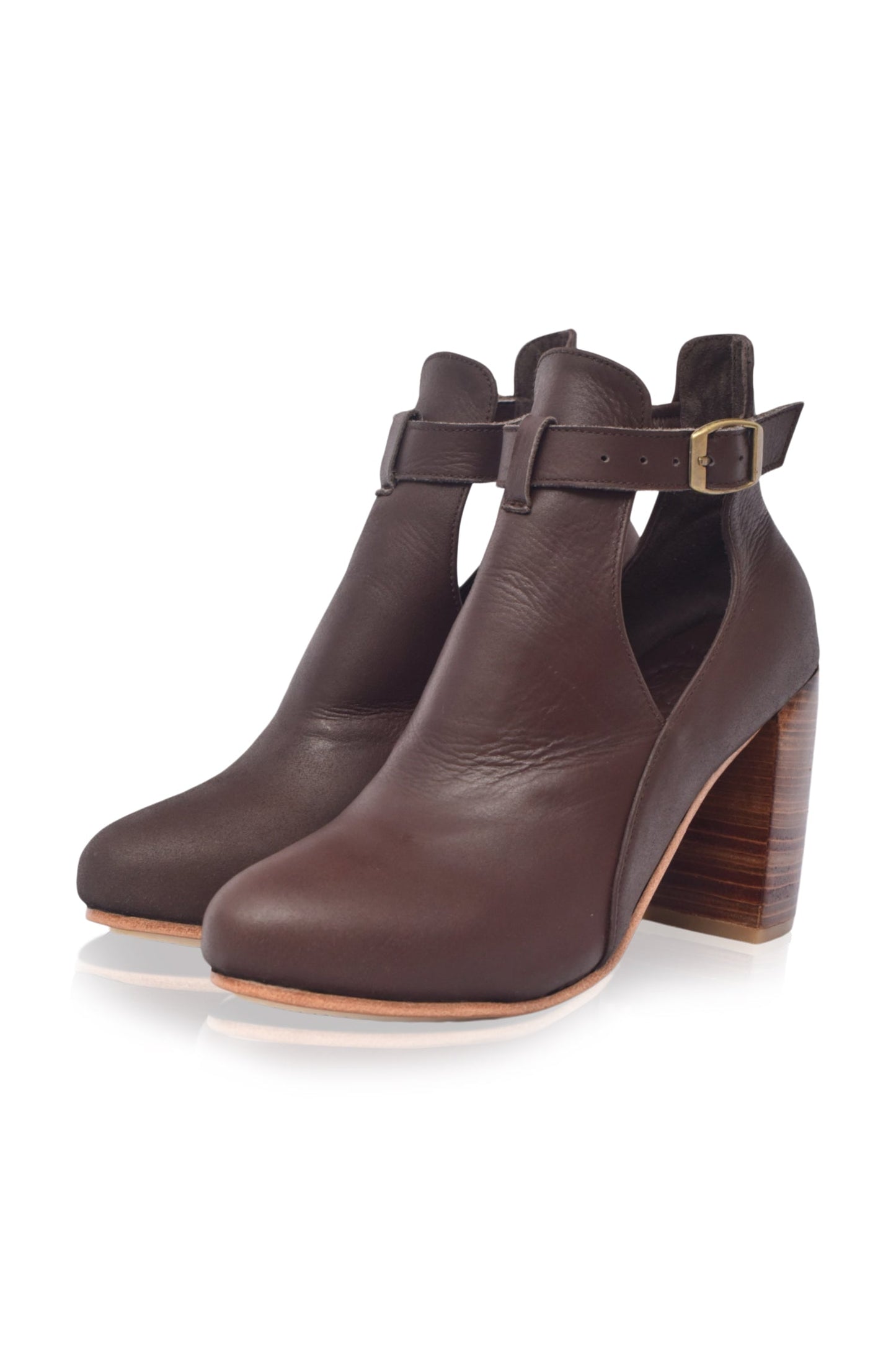 Melisent Wooden Heel Leather Booties