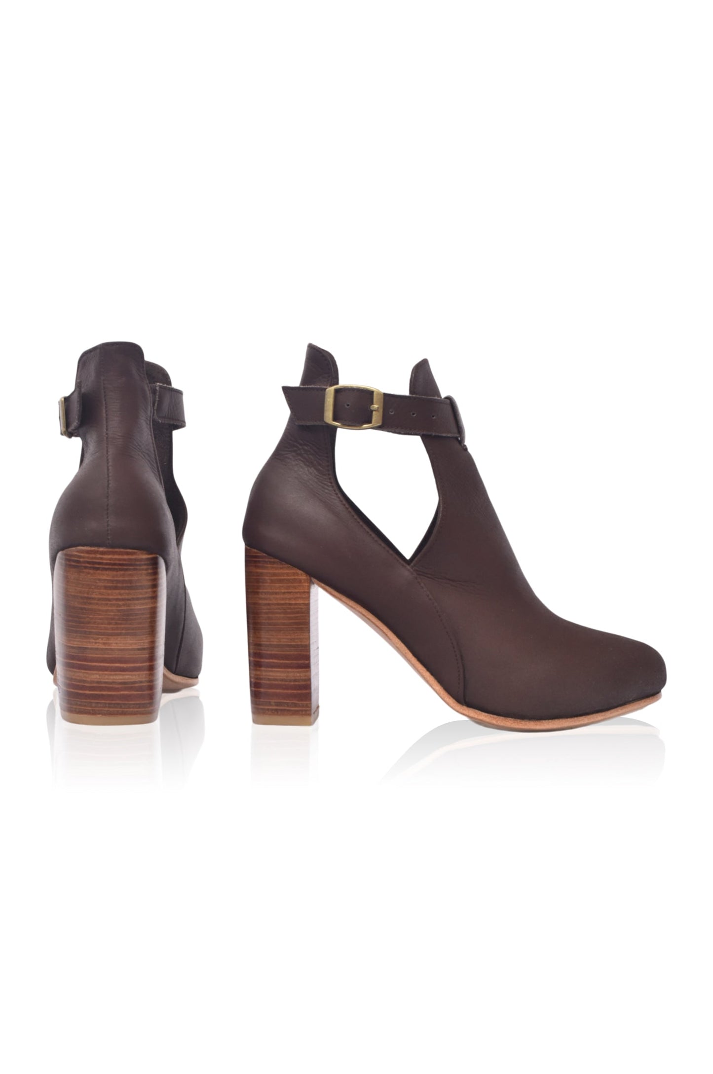 Melisent Wooden Heel Leather Booties