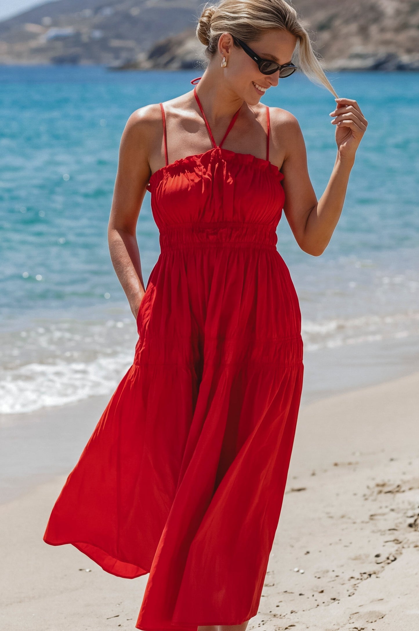 Clementia Cotton Halter Midi Dress