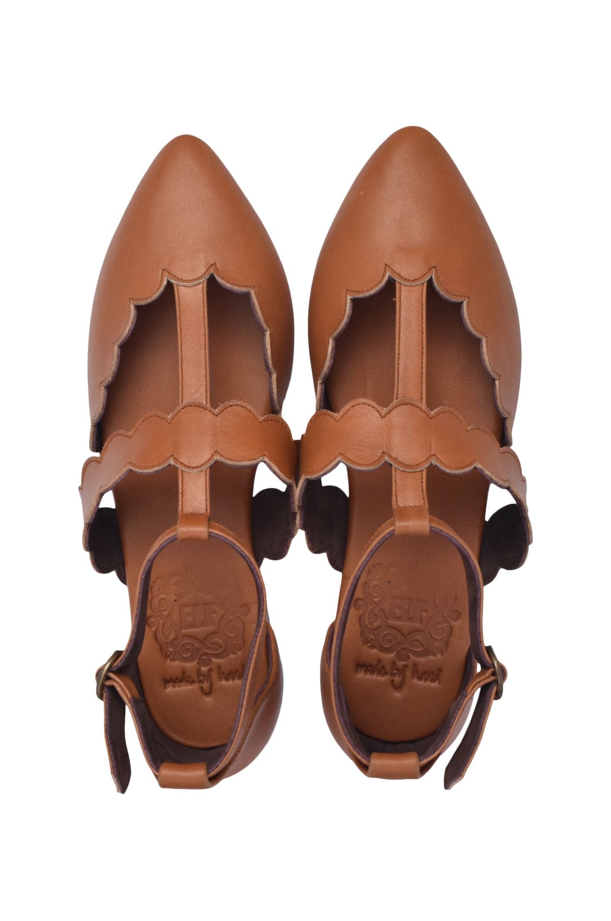 Hilde Scalloped Pointed Toe Leather Flats