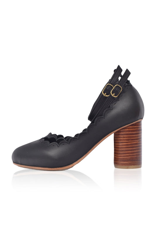 Katelijne Round Heel Leather Pumps