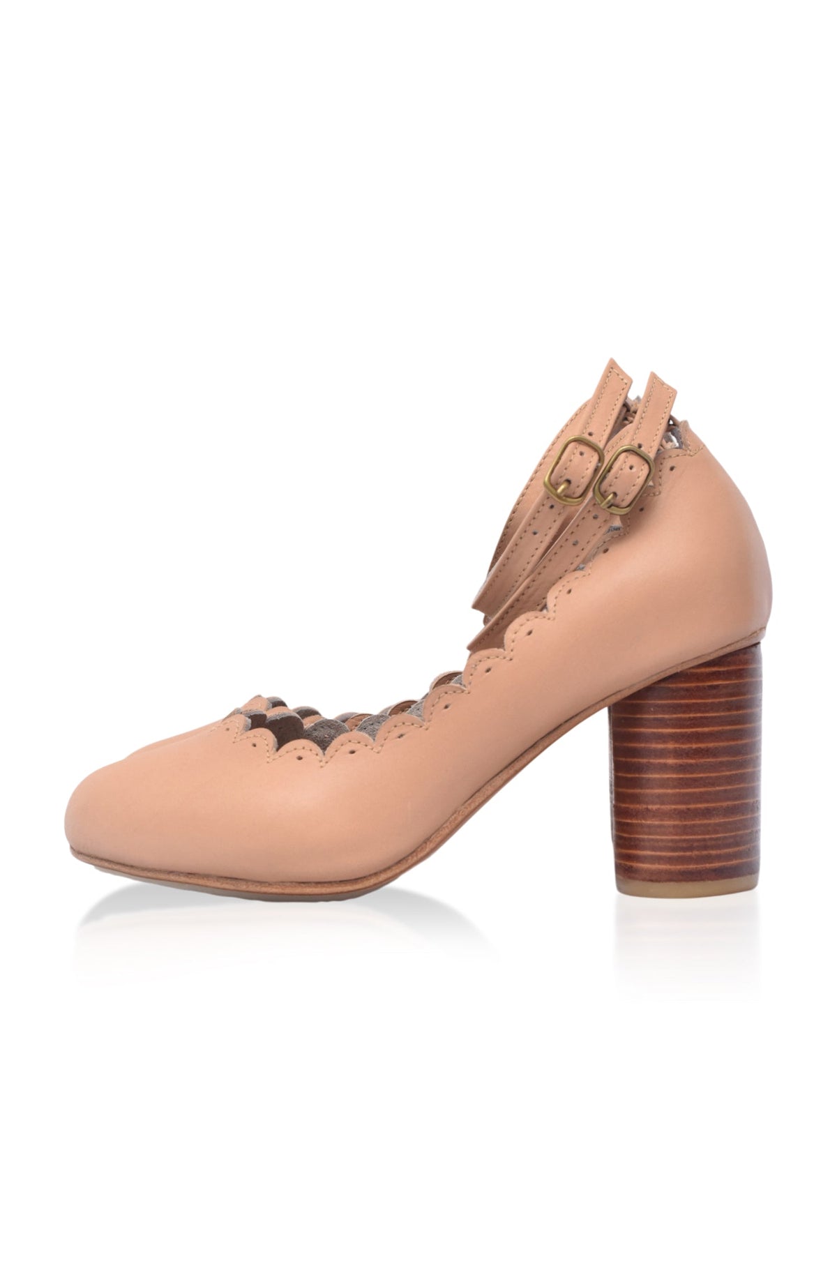 Katelijne Round Heel Leather Pumps