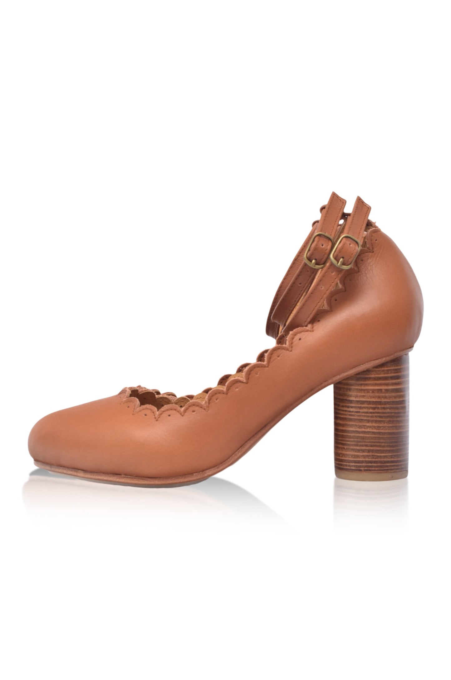 Katelijne Round Heel Leather Pumps