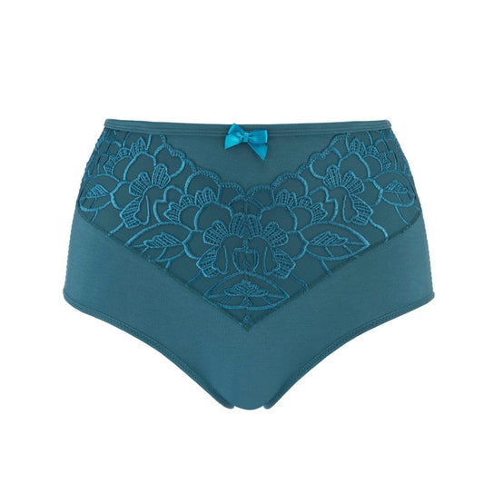 Coral- Silk & Organic Cotton Full Brief in Peacock Blue