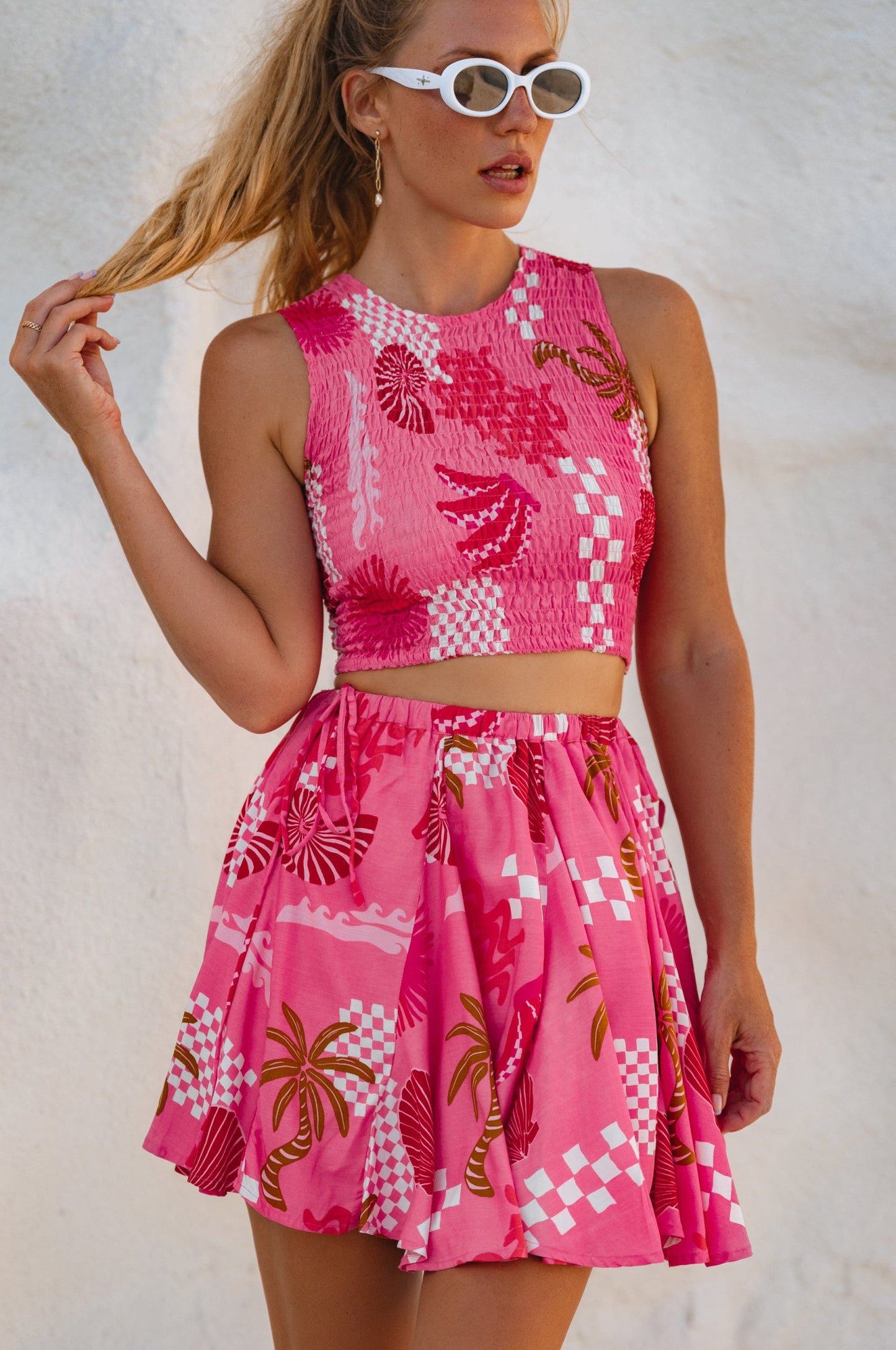 Puck Smocked Cropped Top