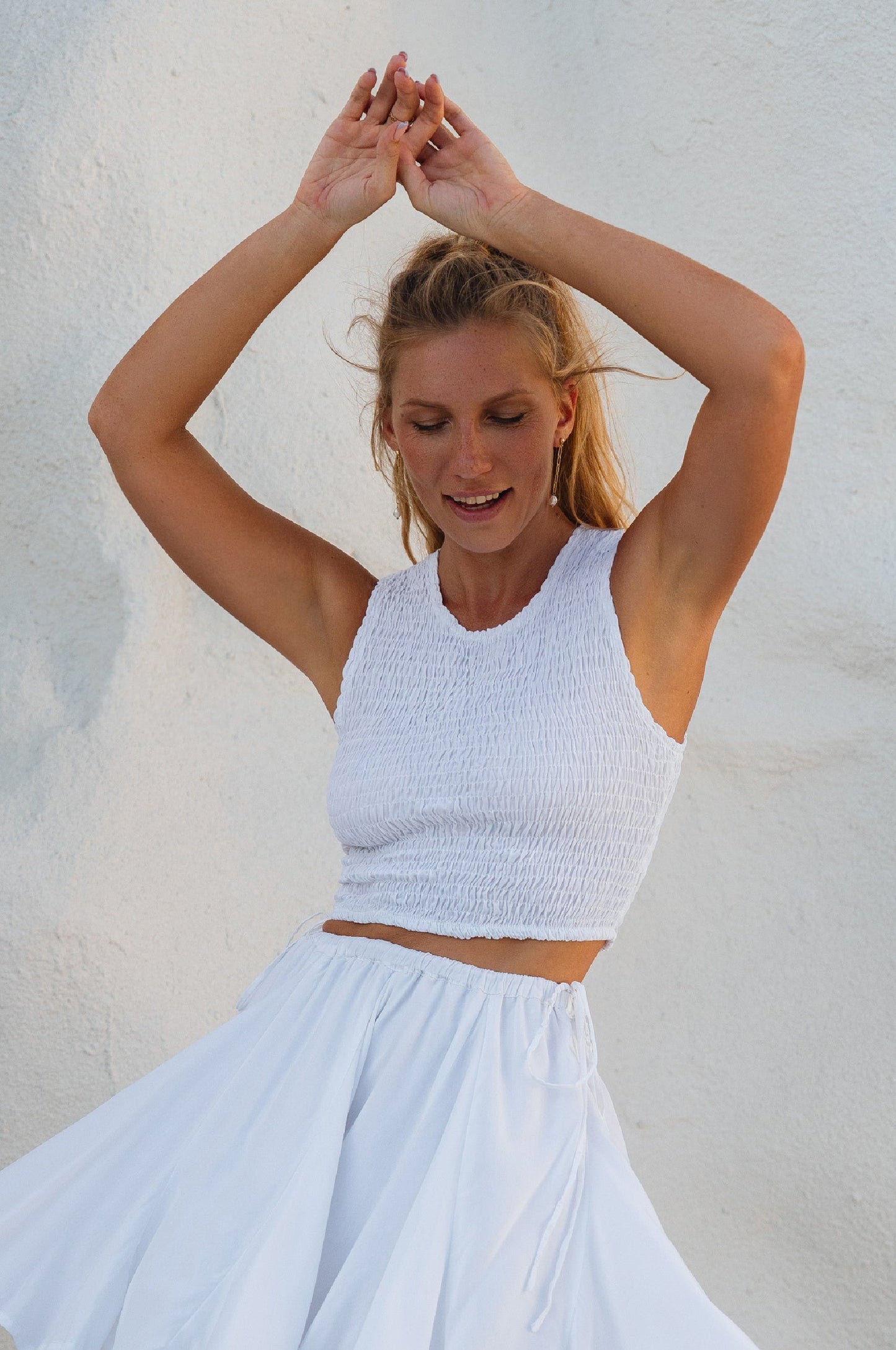Puck Smocked Cropped Top