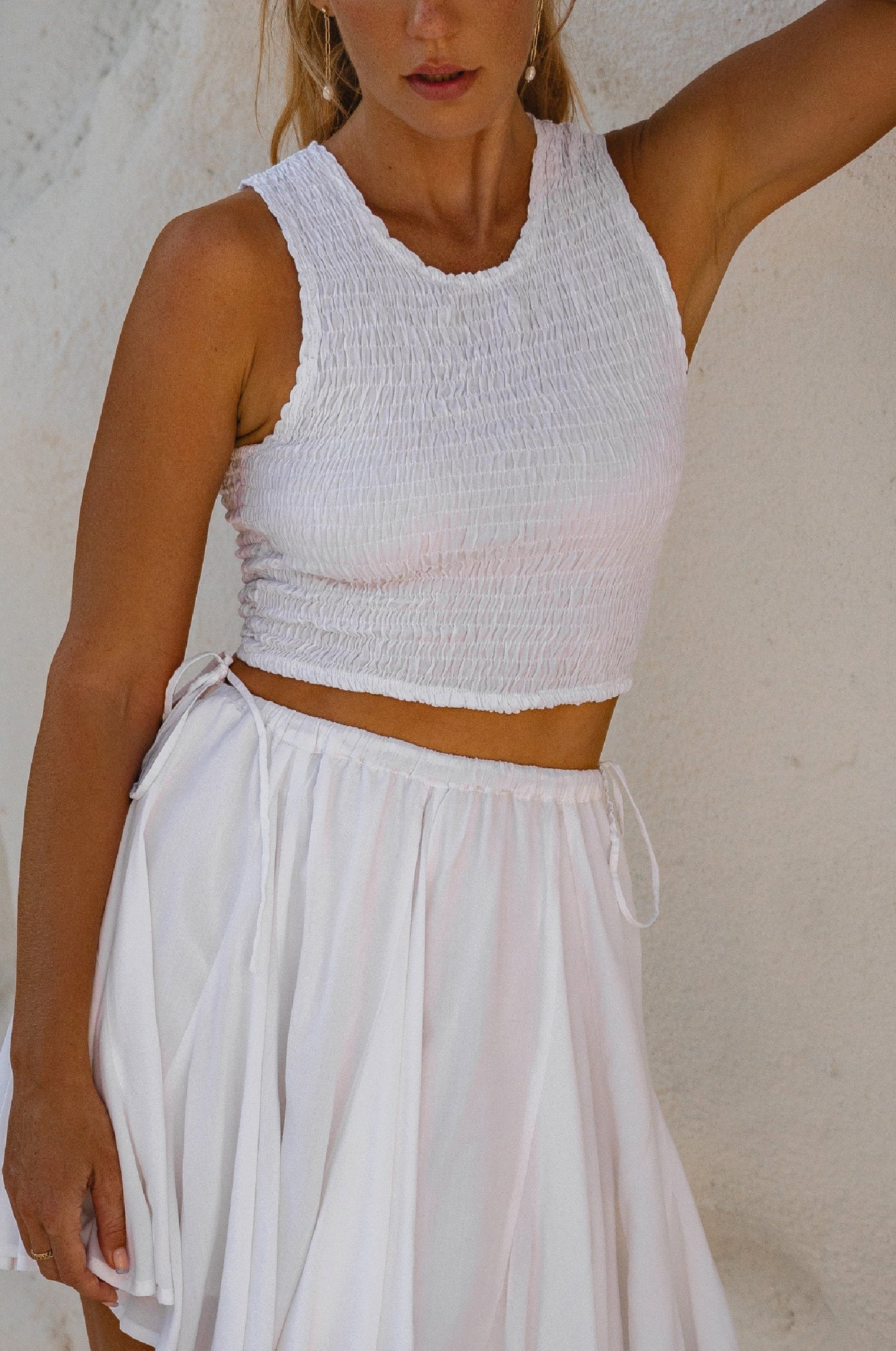 Puck Smocked Cropped Top