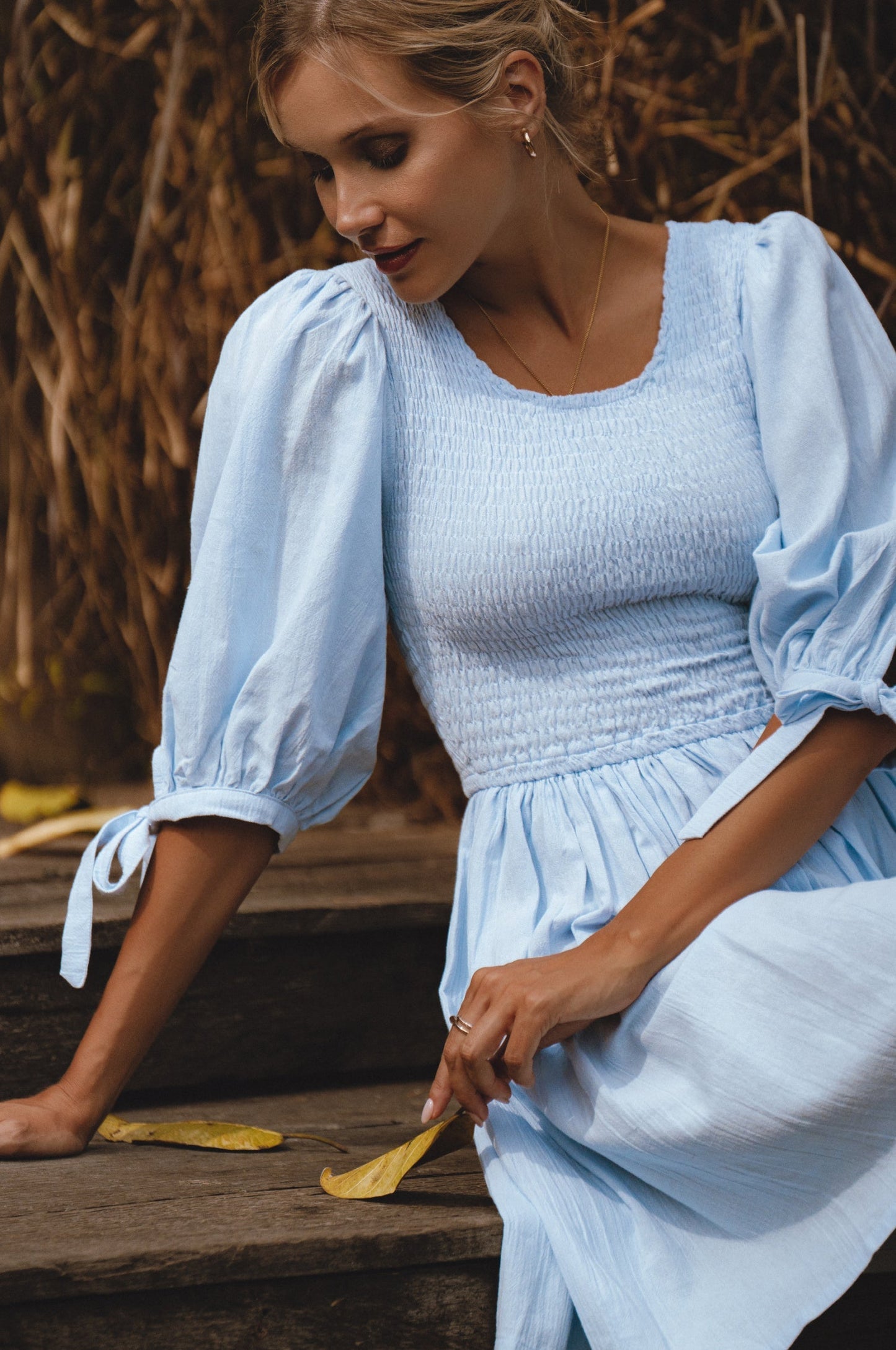 Kalinda Puff Sleeve Linen Mini Dress