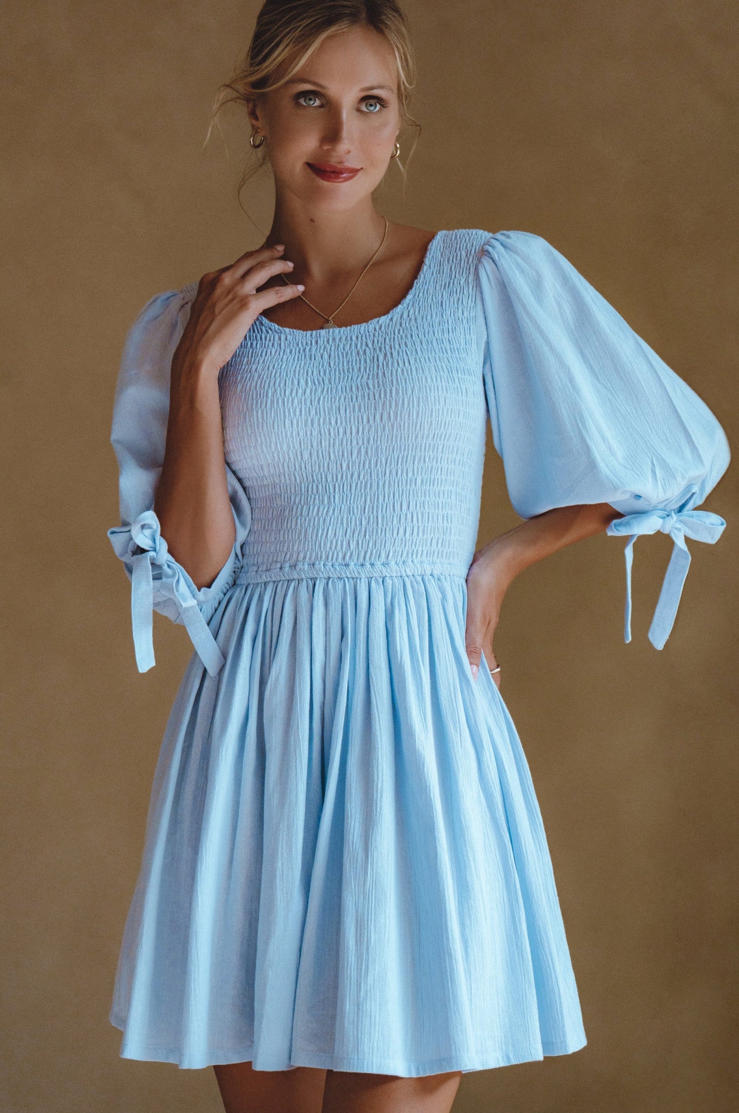 Kalinda Puff Sleeve Linen Mini Dress