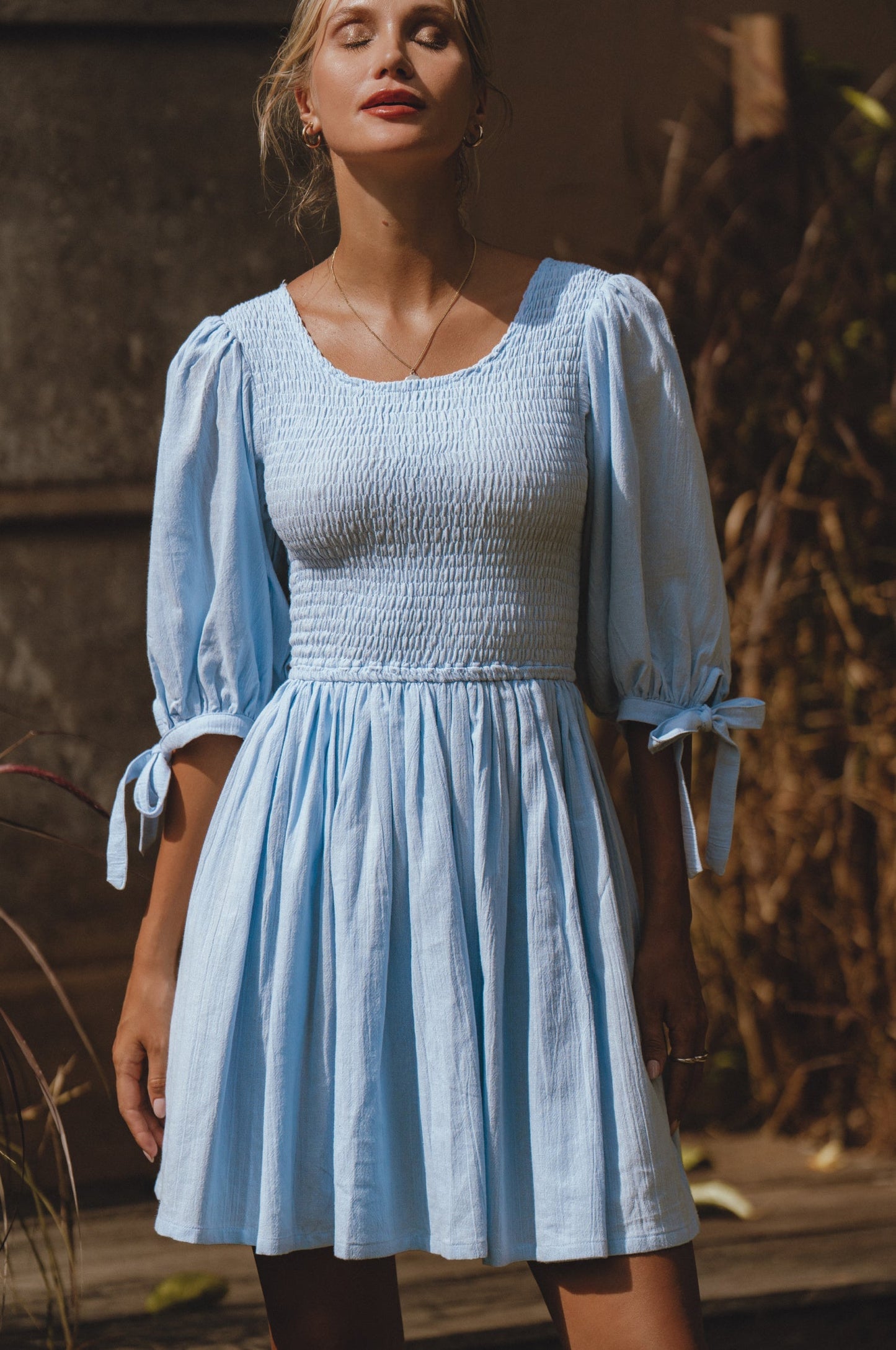Kalinda Puff Sleeve Linen Mini Dress