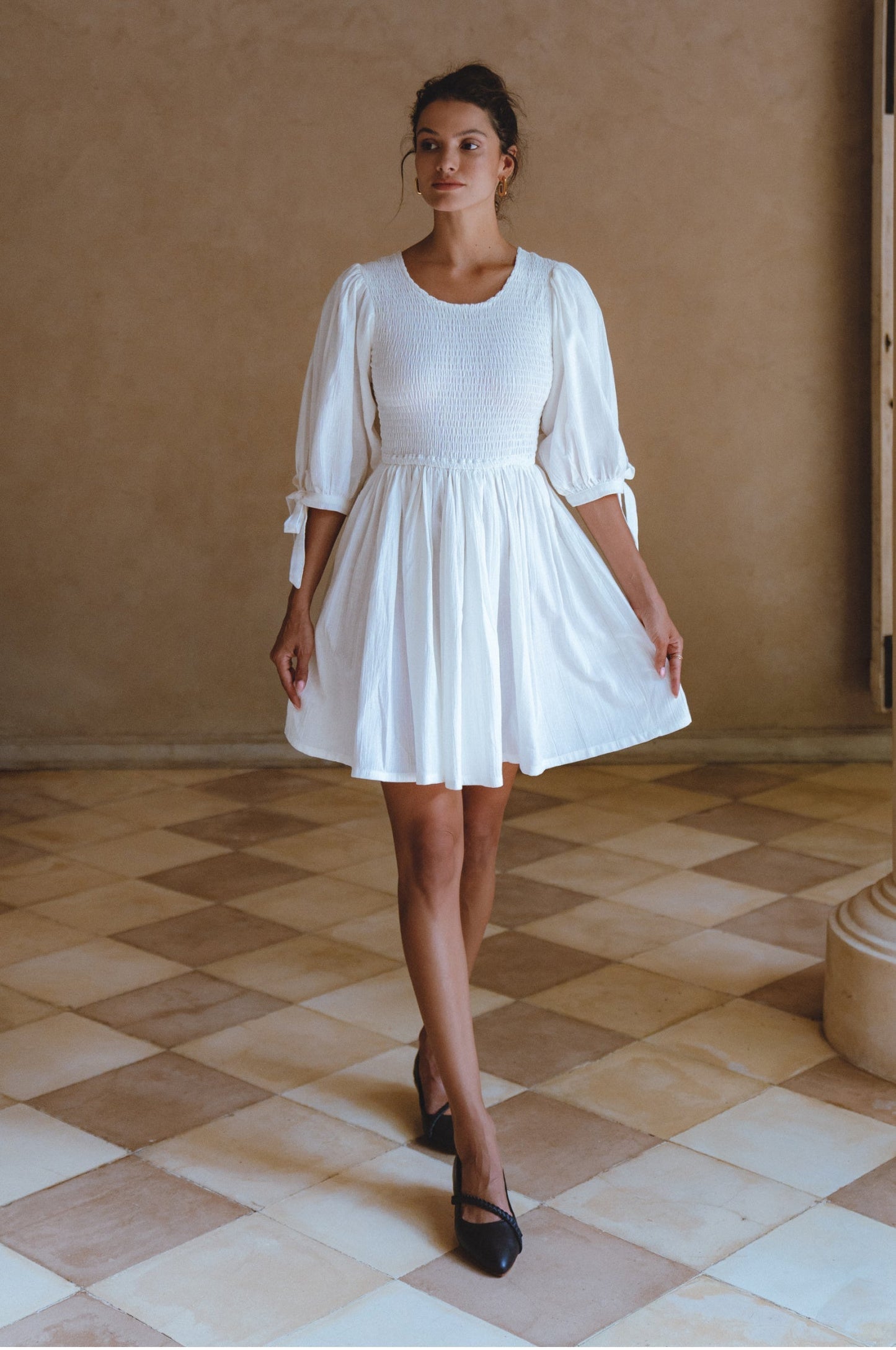 Kalinda Puff Sleeve Linen Mini Dress