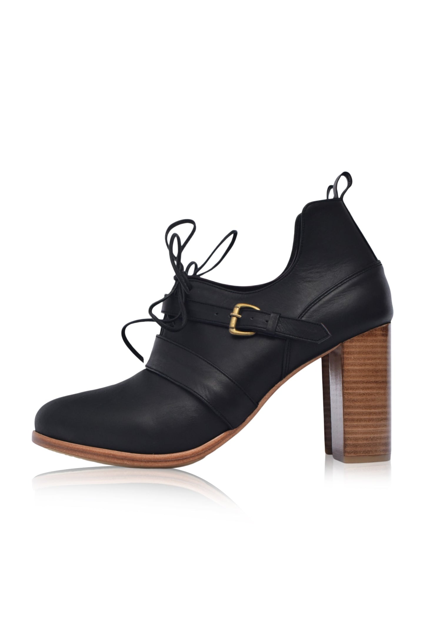 Fiorella Lace-Up Leather Heel Booties