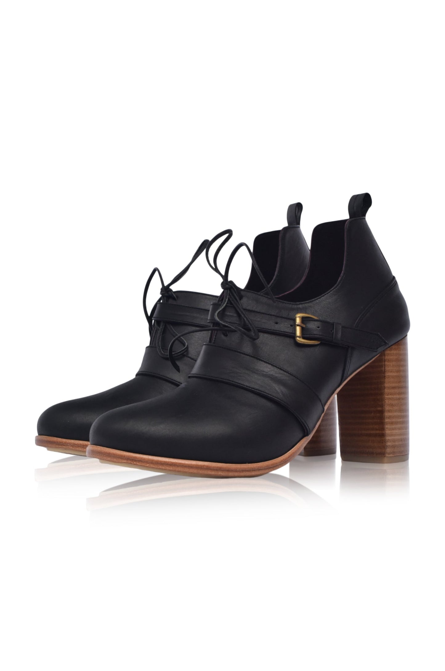 Fiorella Lace-Up Leather Heel Booties