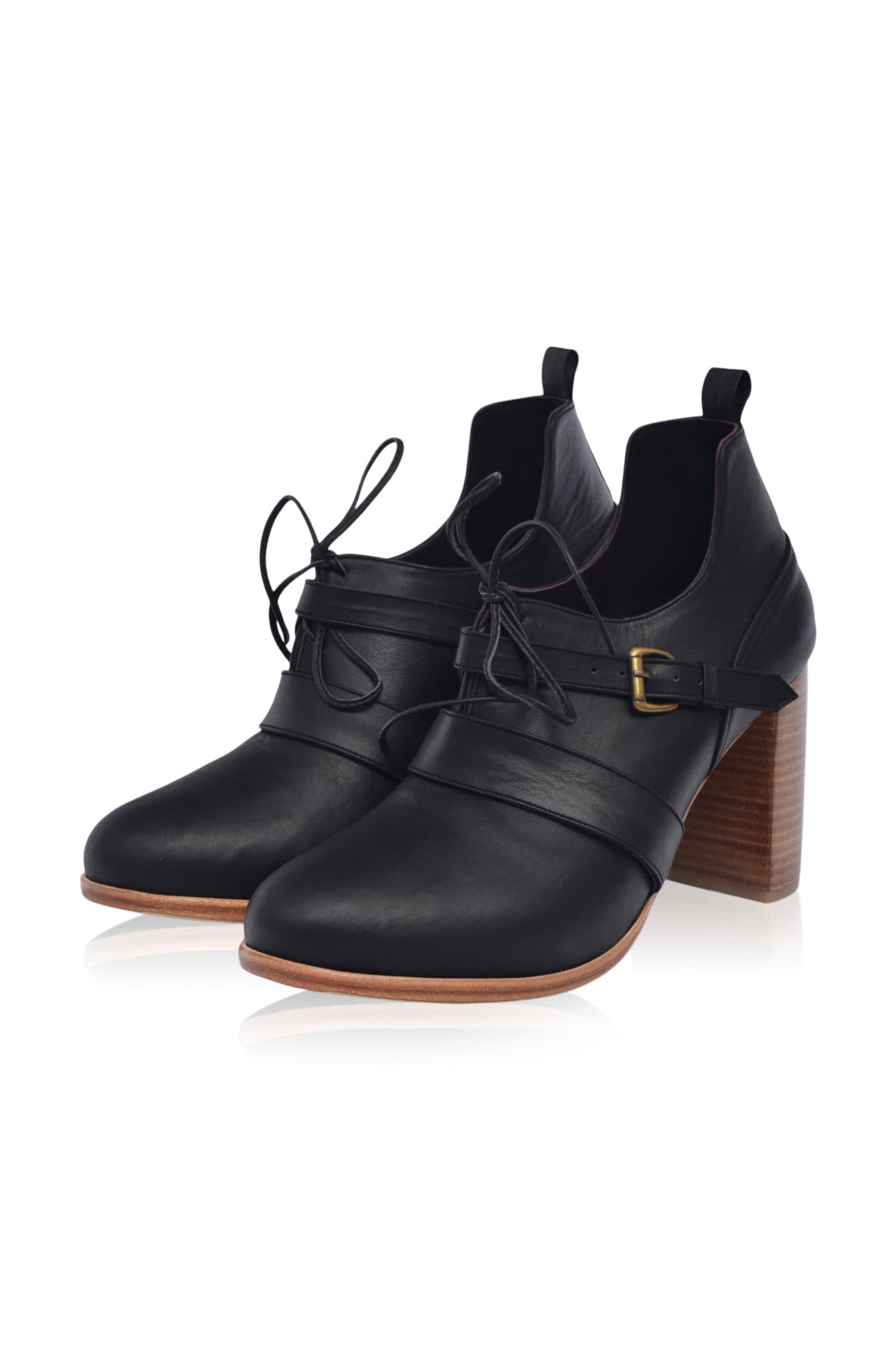 Fiorella Lace-Up Leather Heel Booties