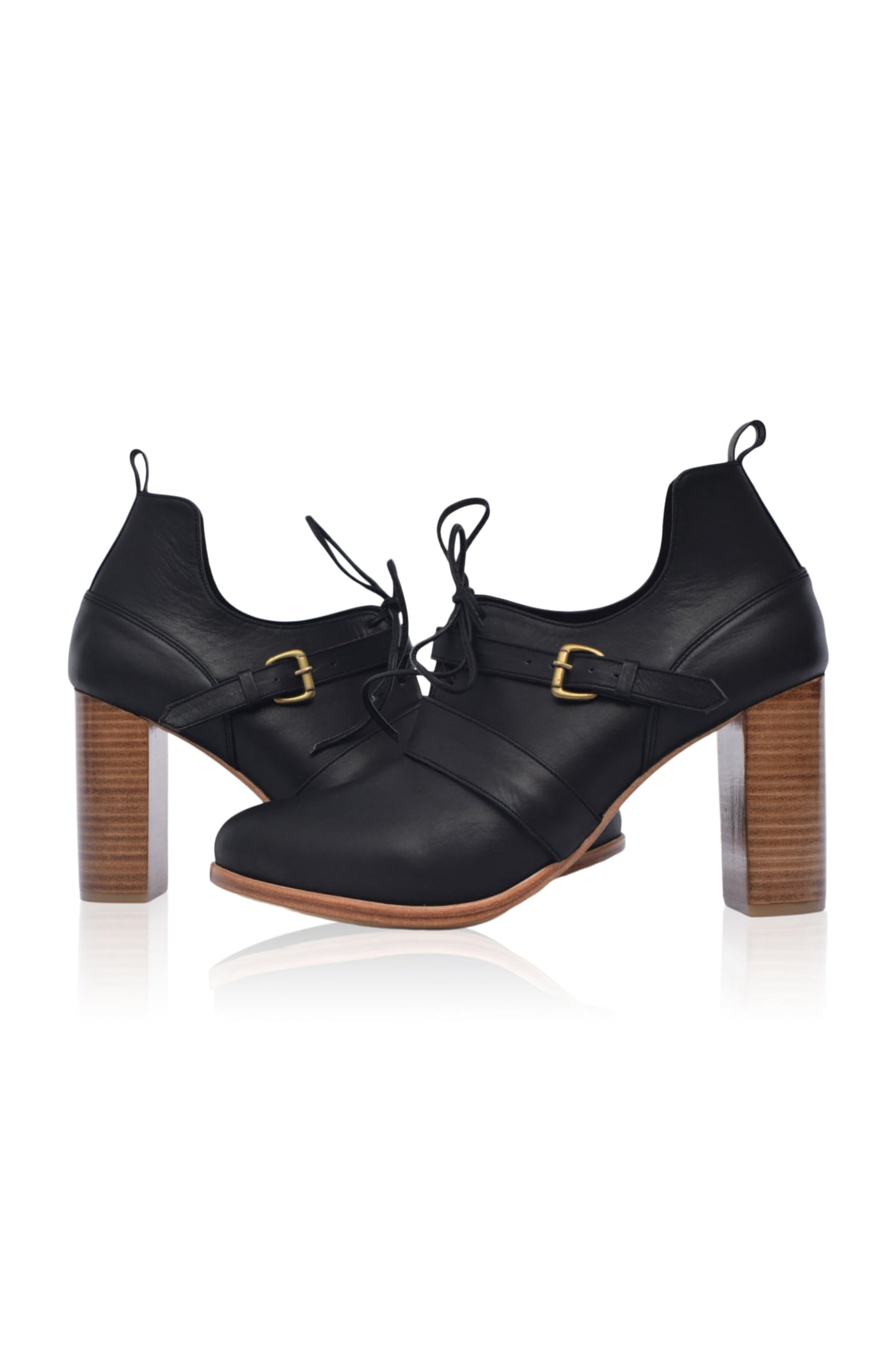 Fiorella Lace-Up Leather Heel Booties