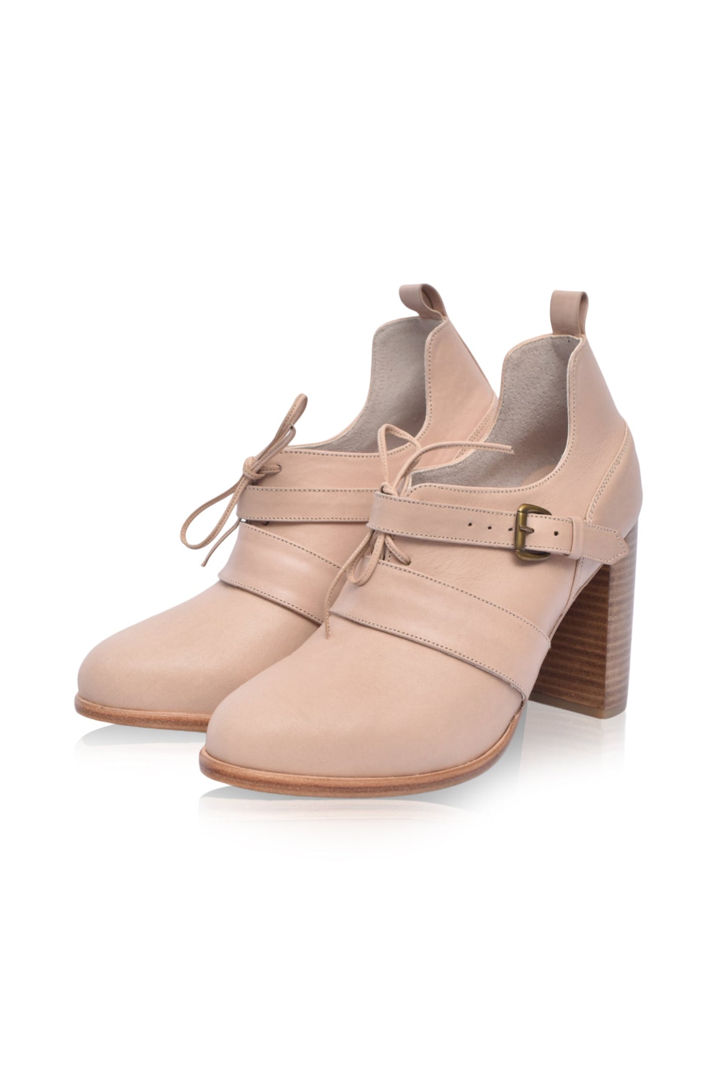 Fiorella Lace-Up Leather Heel Booties