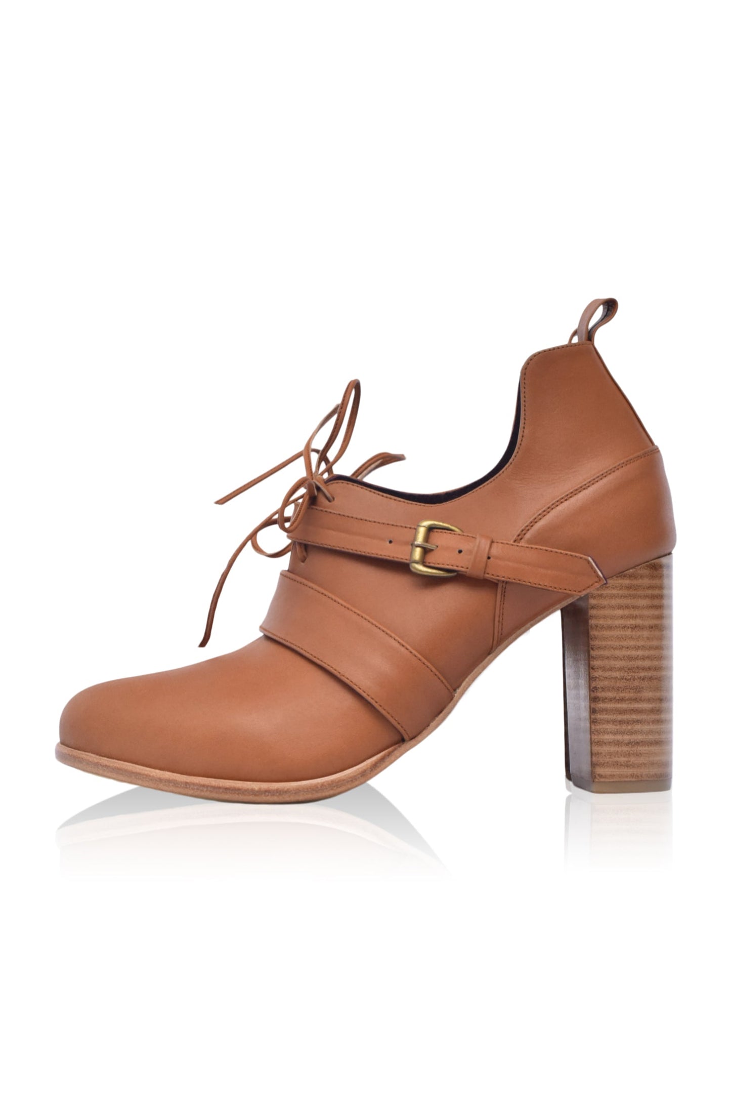 Fiorella Lace-Up Leather Heel Booties